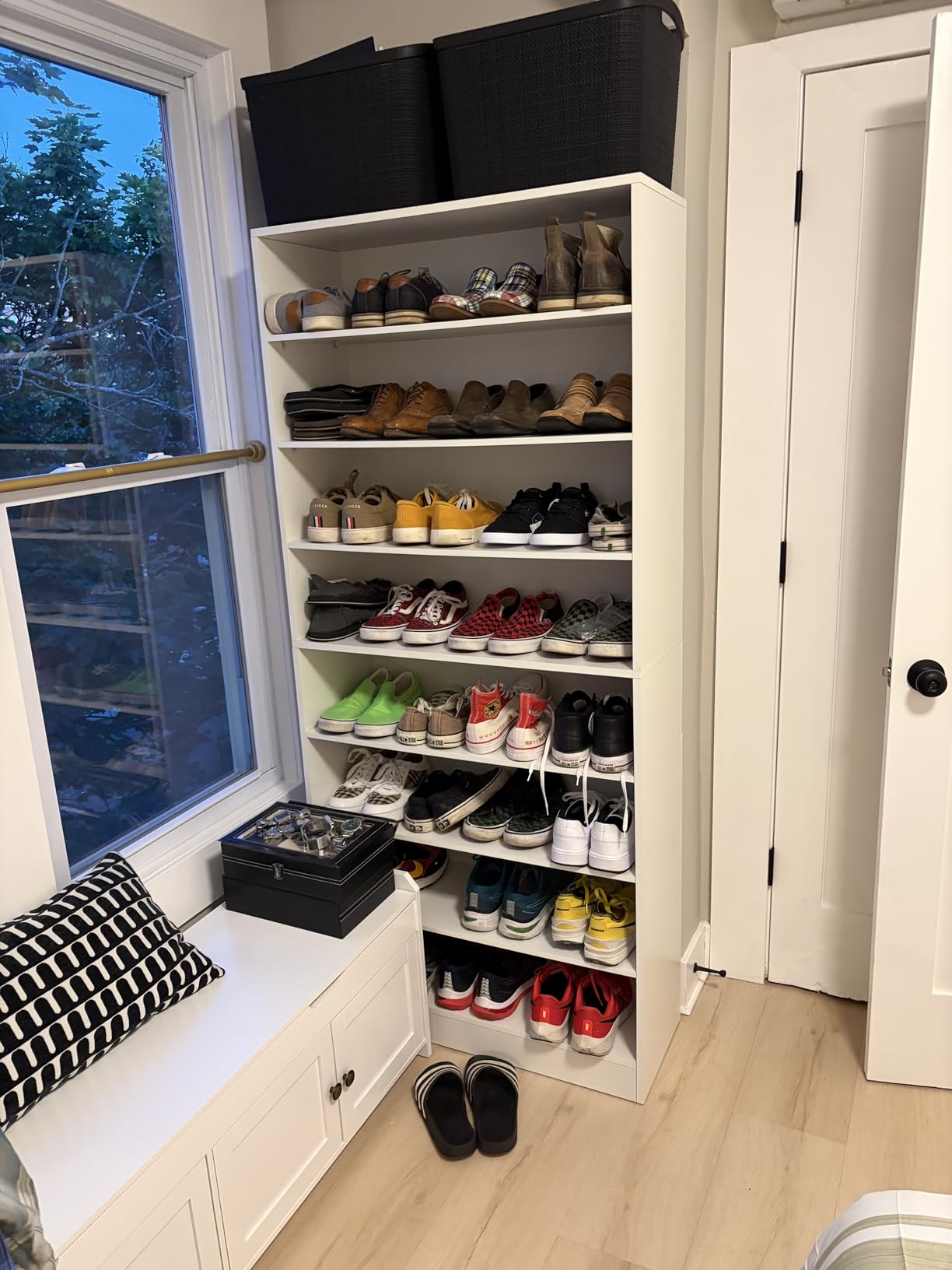 Tribesigns Shoe Cabinet, 9 Tiers 40-45 Pairs Heavy Duty Wood Freestanding Shoe Storage Cabinet, 70.8-Inch Tall Shoe Organizer with Open Storage for Entryway, White customer photo 2