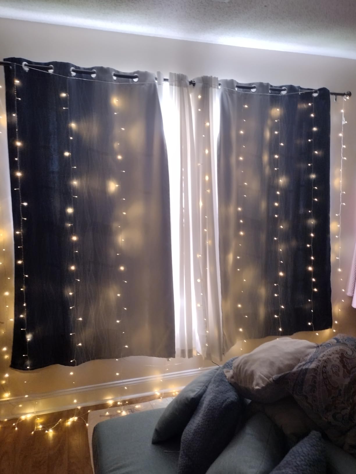 Estelar Textiler Navy Blue and Greyish White Blackout Curtains for Bedroom 84 Inches Long, Full Room Darkening Grommet Curtains for Living Room,Thermal Insulated Ombre Drapes,52Wx84L,2 Panels customer photo 2