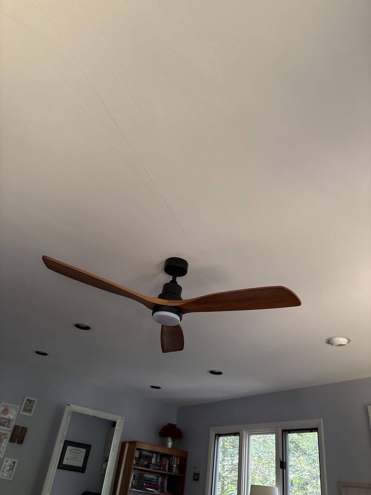 Ceiling Fans with Lights and Remote, 52 Inch Outdoor Ceiling Fan for Patios Indoor with 3 Downrods, 3 Blades Modern Ceiling Fan, 6 Speed Reversible Quiet DC Motor Solid Wood Fan, Walnut customer photo 1
