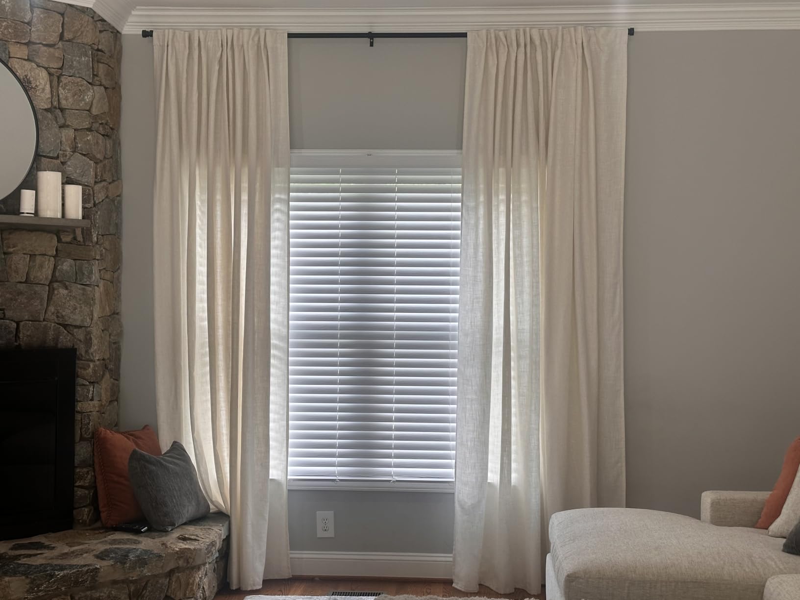 Joydeco Linen Curtains 96 inch Length 2 Panel Set, Light Filtering Curtain for Living Room Bedroom, 52 inch Wide Drapes with Rod Pocket Back Tab (96