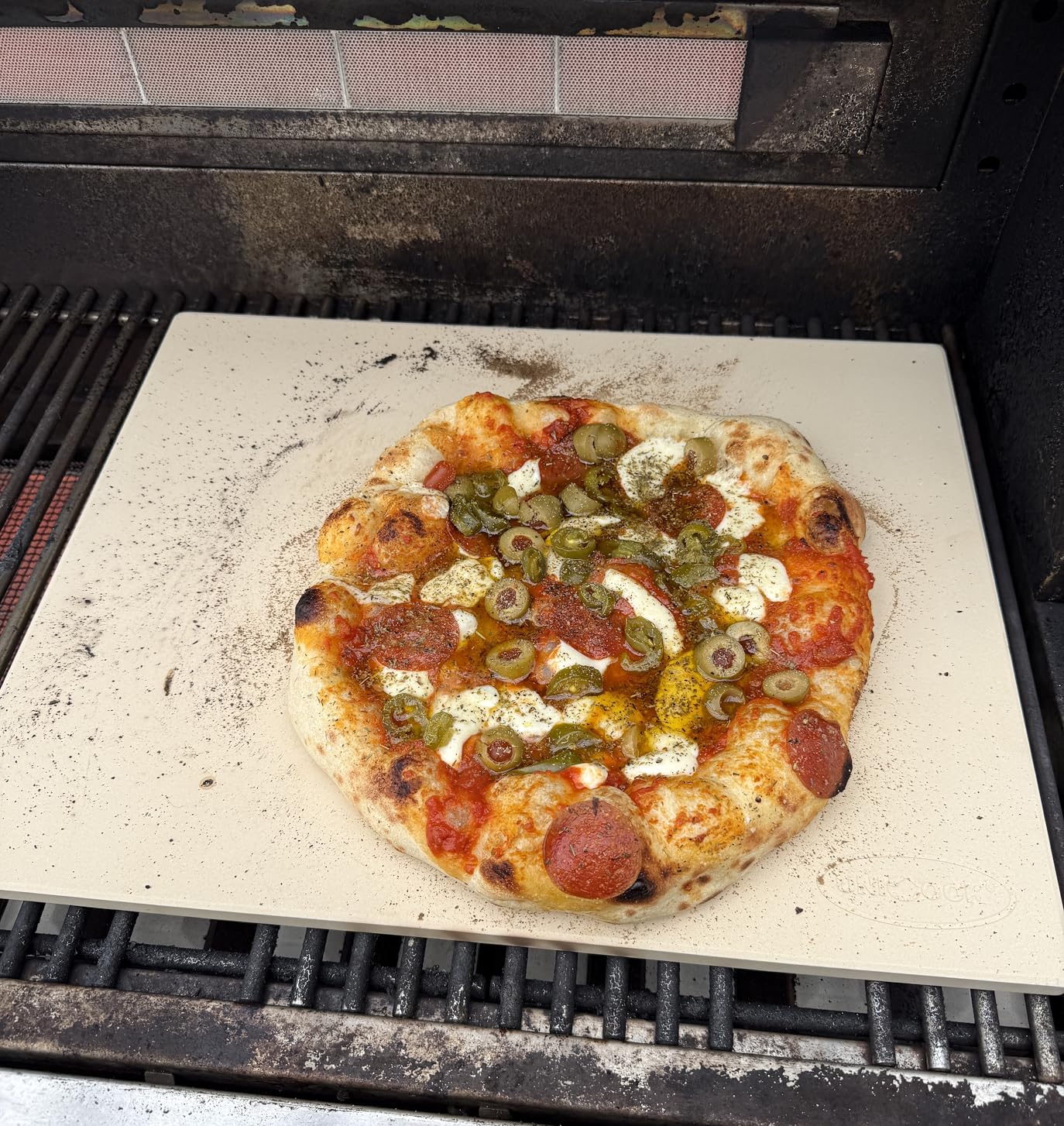 Unicook 22 x 14 Inch Extra Large Pizza Stone for Oven and Grill, 12.4 Lbs | Heavy Duty, Even Heating & Consistent Heat Retention, Crispy Crust for 2 Small Pizzas, Bread, Cookies, Includes Dough Scraper customer photo 1