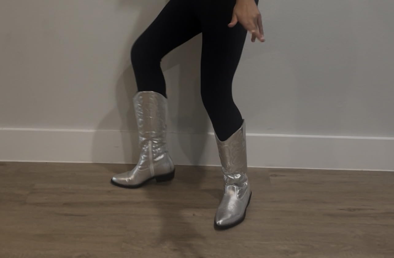 mysoft Women's Cowboy Boots Mid Calf Western Embroidered Pointed Toe Chunky Heel Pull On Cowgirl Boots customer photo 1