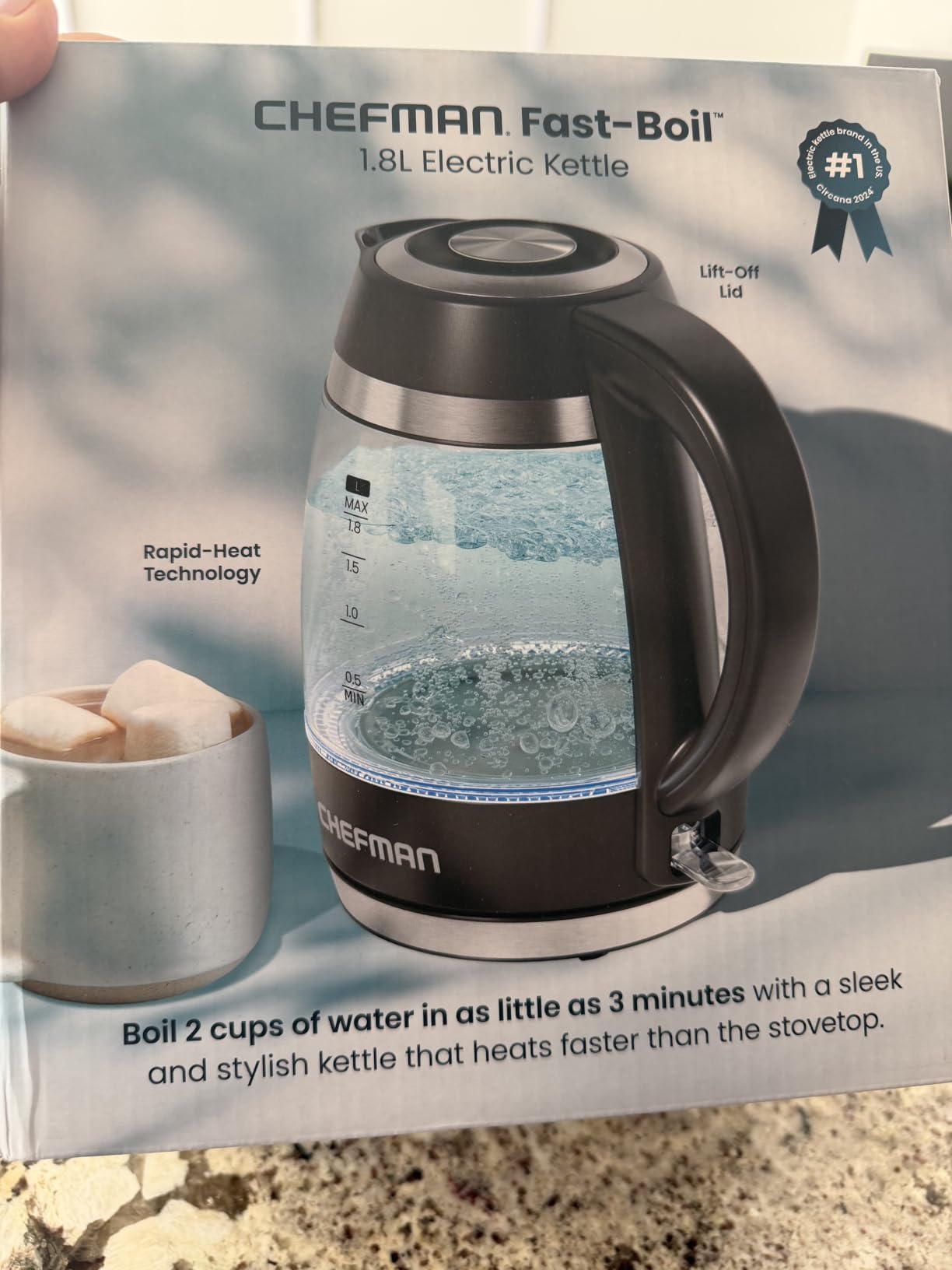 Chefman Electric Kettle, 1.8L 1500W Borosilicate Glass customer photo 2
