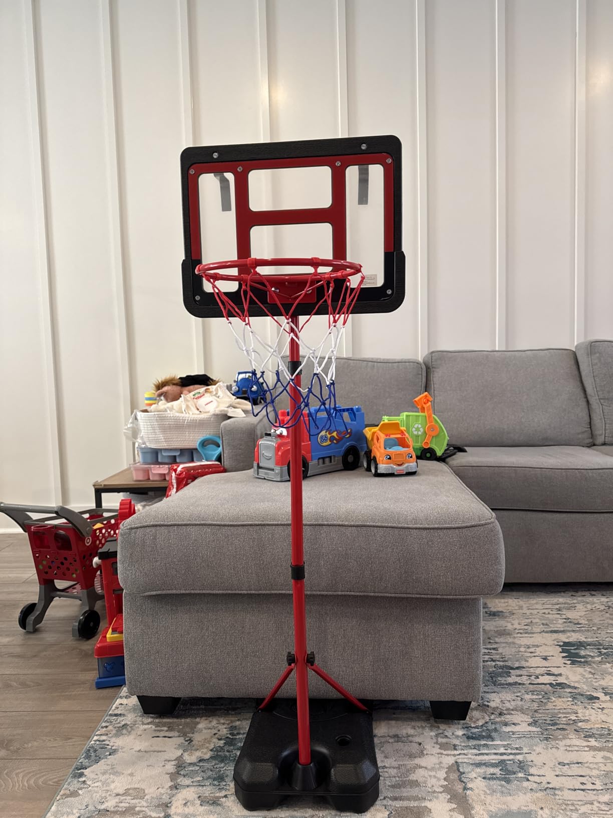 Kids Basketball Hoop with Stand, Adjustable Basketball Set, Toddler Basketball Toys for Boys Age 3 4 5 6 7 8, Indoor Outdoor Backyard Sport Game Gifts customer photo 1