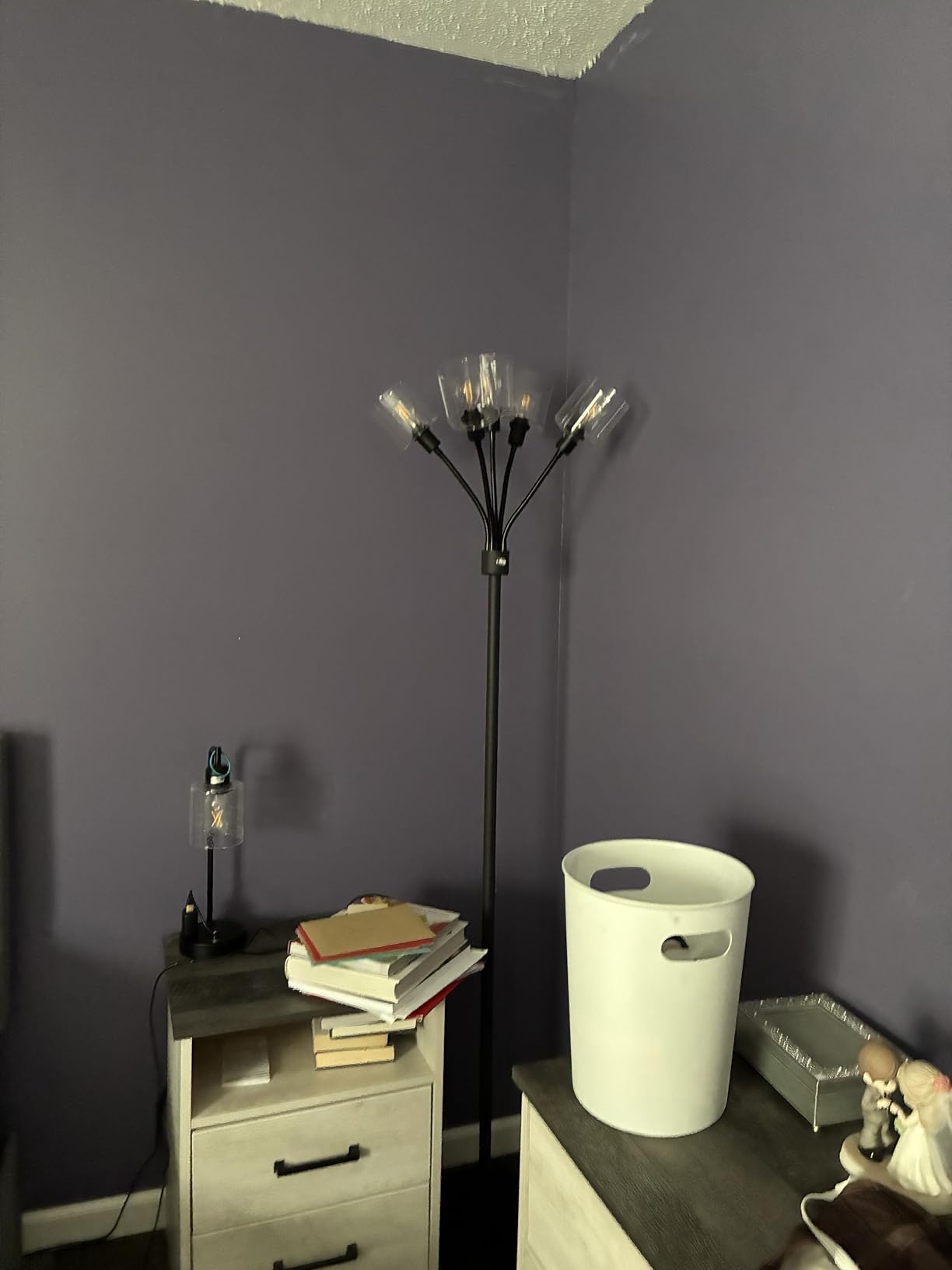 Industrial Floor Lamp for Living Room, Glass Lampshade, Modern Stand Up Lamp with 3 Light, Simple Design Floor Lamp for Bedroom, Living Room, Office, Kids Room, Reading customer photo 2