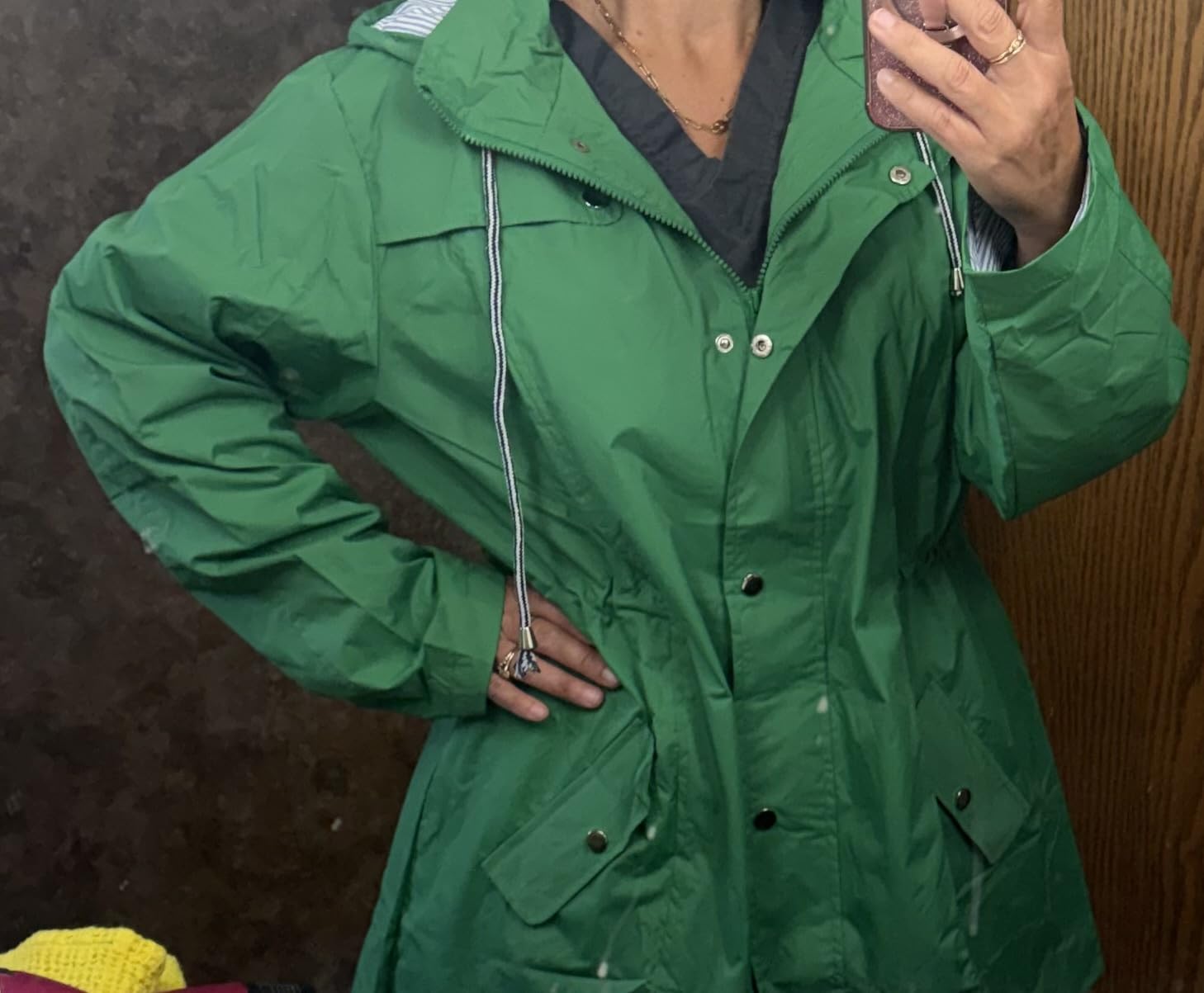 Kikibell Rain Jacket Women Striped Lined Hooded Lightweight Raincoat Outdoor Waterproof Windbreaker customer photo 1
