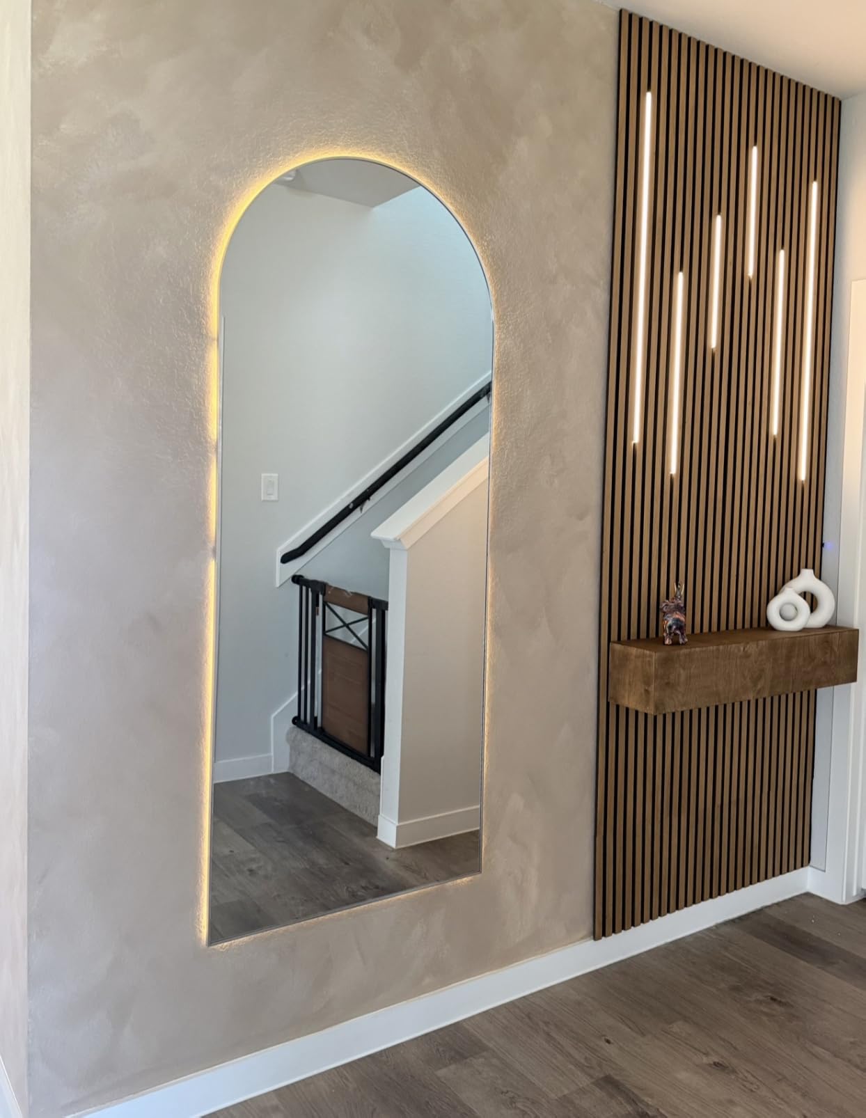 Koonmi 71x30 Arched Full Length Mirror, Floor Mirror with Stand | Shatterproof Tempered Glass, Modern Aluminum Alloy Frame, Free Standing Hanging or Leaning for Home Decor (Gold) customer photo 1