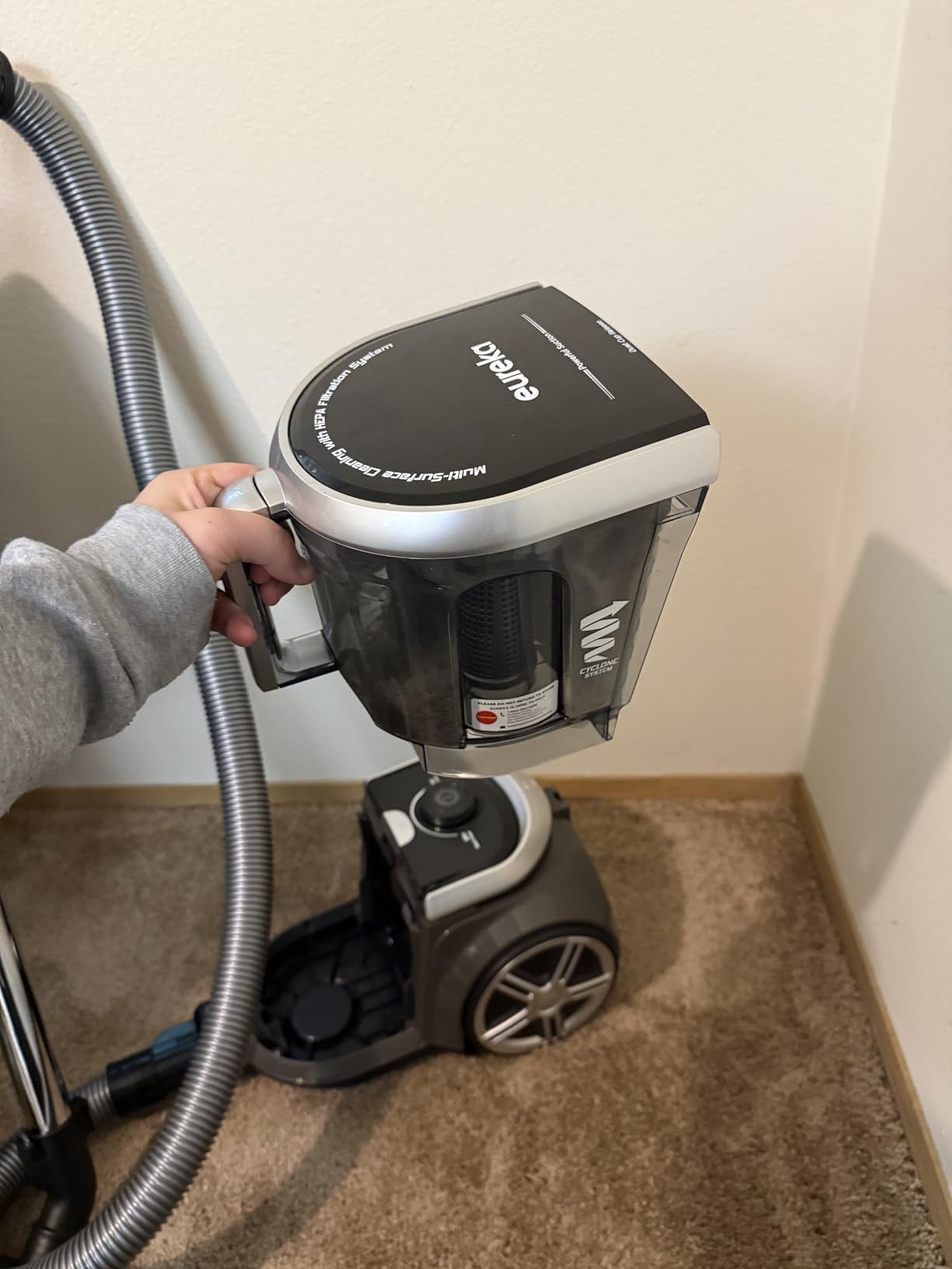 Eureka NEN180 WhirlWind Bagless Canister Vacuum Cleaner, Lightweight, 1000W, HEPA, Auto Cord Rewind for Hard Floors, Carpets & Pet Hair customer photo 1