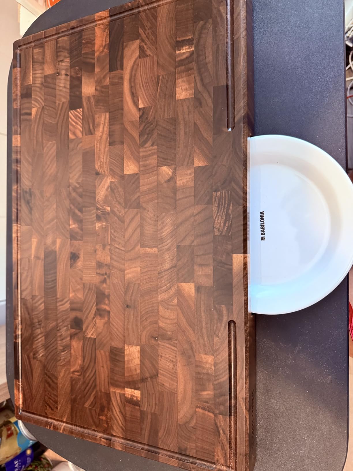 American Black Walnut Wood Cutting Board, End Grain Butcher Block for Kitchen | Black Walnut Grown in USA - 16