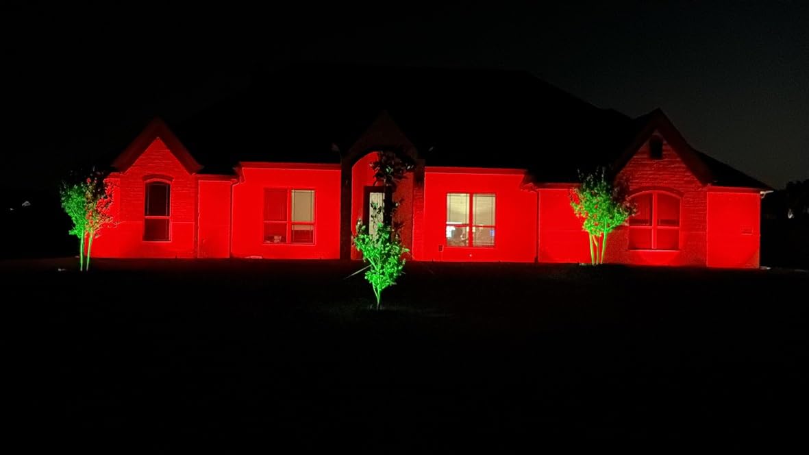 SUNVIE RGBW Landscape Lighting Kit with 300W Transformer, Waterproof, 12PCS | 12-24V LED Low Voltage Landscape Lights, Aluminum Landscape Spotlights Color Changing for Christmas House Yard Tree Garden customer photo 1