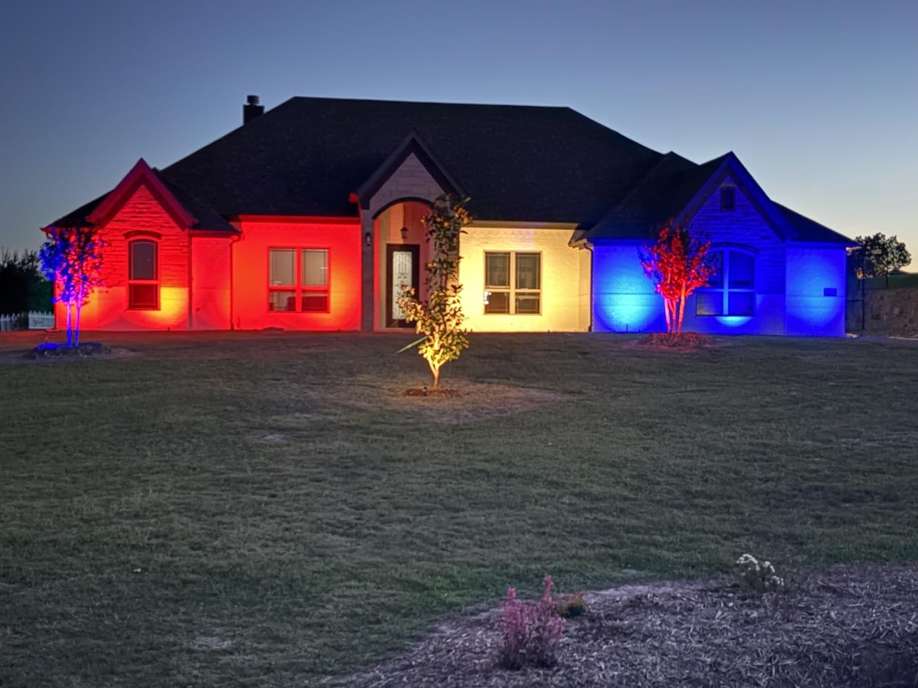 SUNVIE RGBW Landscape Lighting Kit with 300W Transformer, Waterproof, 12PCS | 12-24V LED Low Voltage Landscape Lights, Aluminum Landscape Spotlights Color Changing for Christmas House Yard Tree Garden customer photo 2