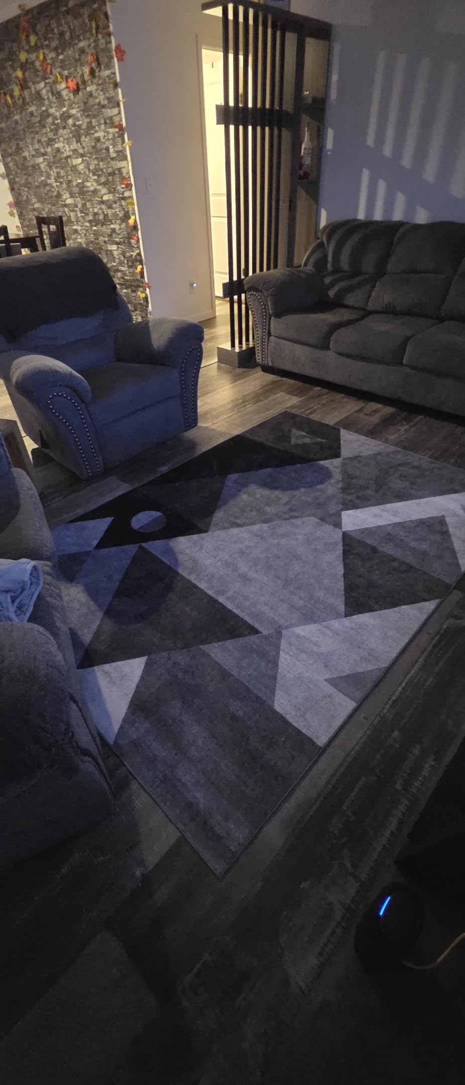 HOMFINE Washable Modern Area Rug - Geometric Style 5x7 Rugs for Living Room, Bedroom, Machine Washable Rug Soft Non Slip Non Shedding Area Rug - Grey, 5'x7' customer photo 2