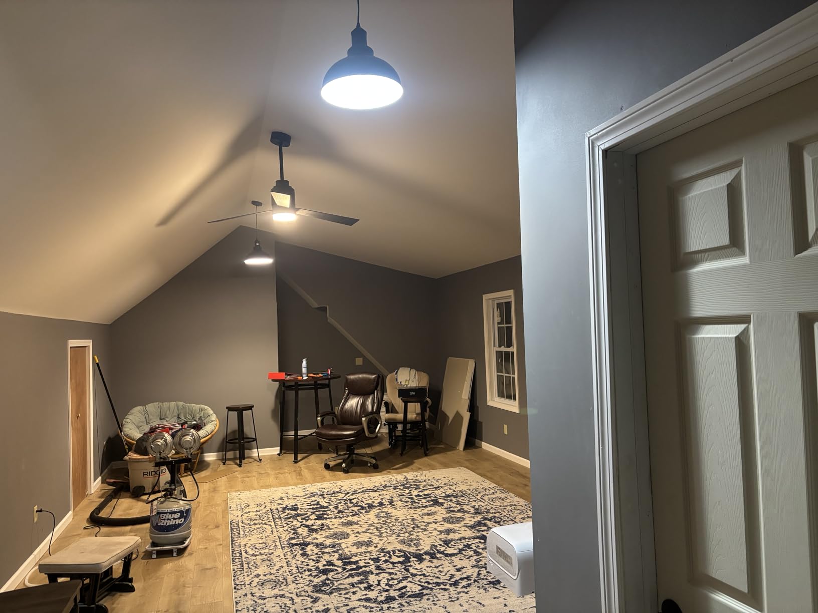 2PCS Matte Black Pendant Lights, Farmhouse Pendant Lamp with Metal Shade (White Inside), Industrial Pendant Lighting for Kitchen Island, Dining Room, Bedroom, Hallway customer photo 1