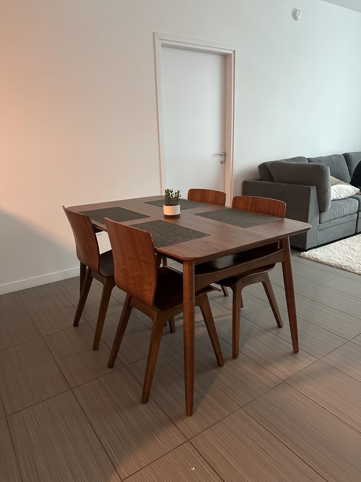 Walker Edison Mid-Century Modern Solid Wood Tapered-Leg Dining Table, 59 Inch, English Ash customer photo 2