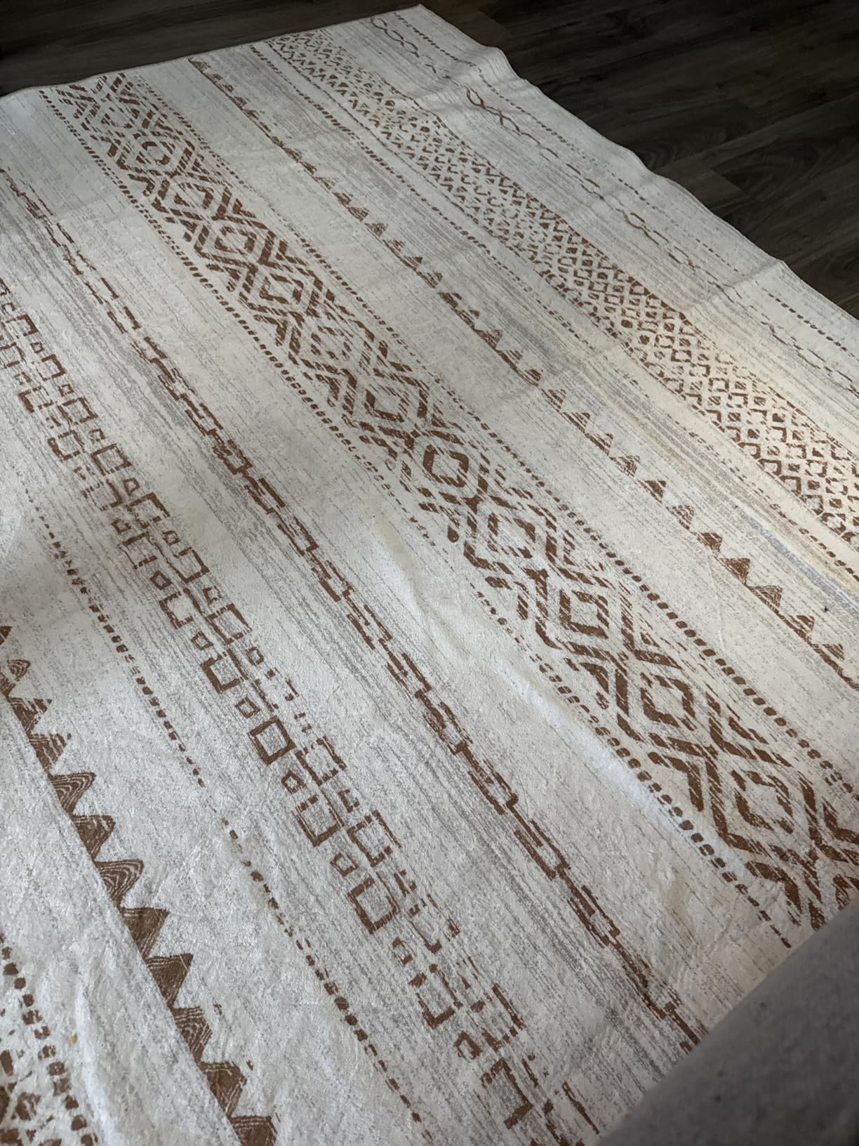 kakania 5x7 Washable Area Rug: Non Slip Soft Thin Carpet, Boho Geometric Modern Decor, Easy Clean Indoor Floor Rugs for Living Room Bedroom Kids Dorm Office Dining - Brown customer photo 2