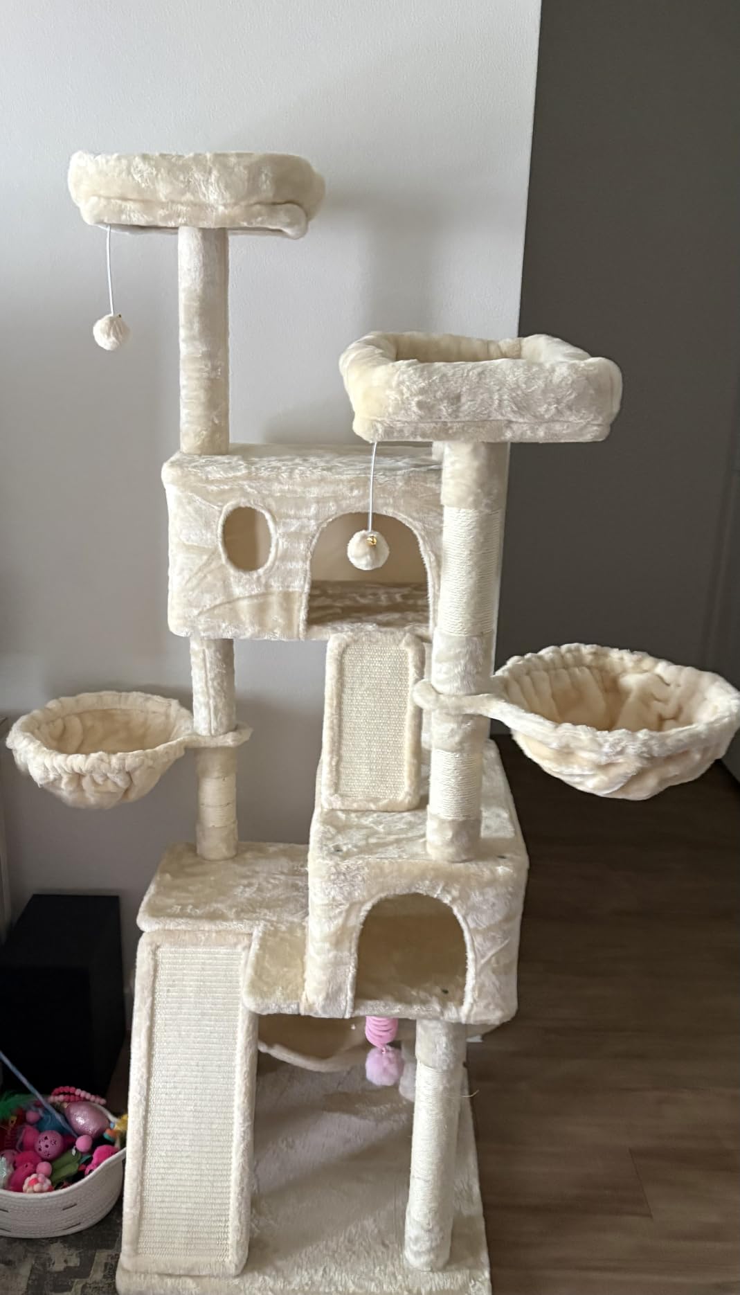 SHA CERLIN 65in Larger Cat Tree Tower Condo for Indoor Kitties, Multi-Level Activity Center with Wide Base, Cozy Plush Cat Perches, Sisal Scratching Posts and Hammock customer photo 1