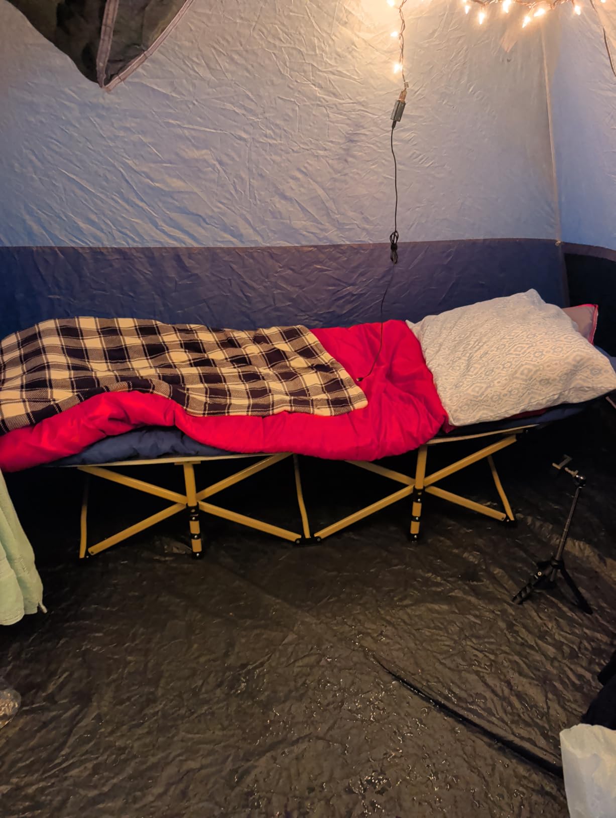ARAER Camping Cot, 450LBS(Max Load), Portable Folding Outdoor Bed with Carry Bag for Adults Kids, Heavy Duty Cot for Traveling Gear Supplier, Office Nap, Beach Vocation and Home Lounging (Navy Blue) customer photo 2