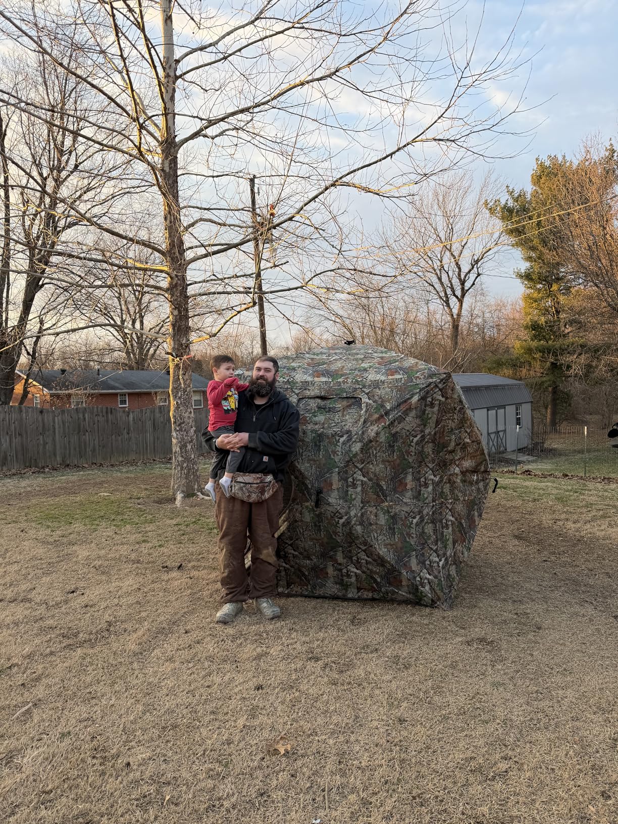 Hunting Blind with Floor Mat, 360 See Through Ground Blind, Pop Up | 2/3/4 Person Camouflage Tent, Portable Concealed Shelter with Carrying Bag, Detachable Zip-in Floor, Silent Sliding Windows customer photo 2