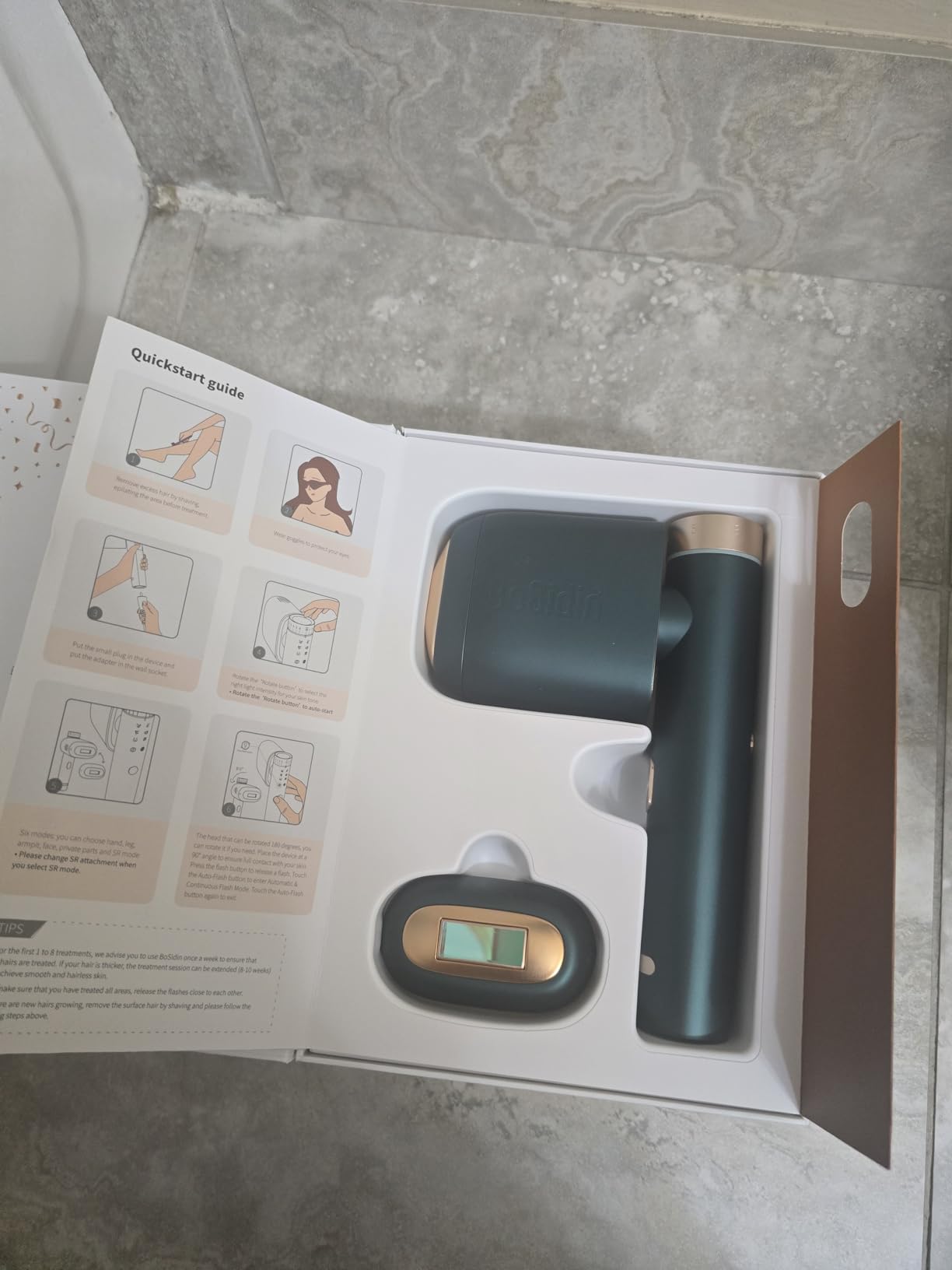 BoSidin Laser Hair Removal IPL with Painless Ice-Cooling, 2-in-1 Face SR Rejuvenation, 6+1 Modes, 6 Levels Hair Removal for Women Permanent customer photo 1