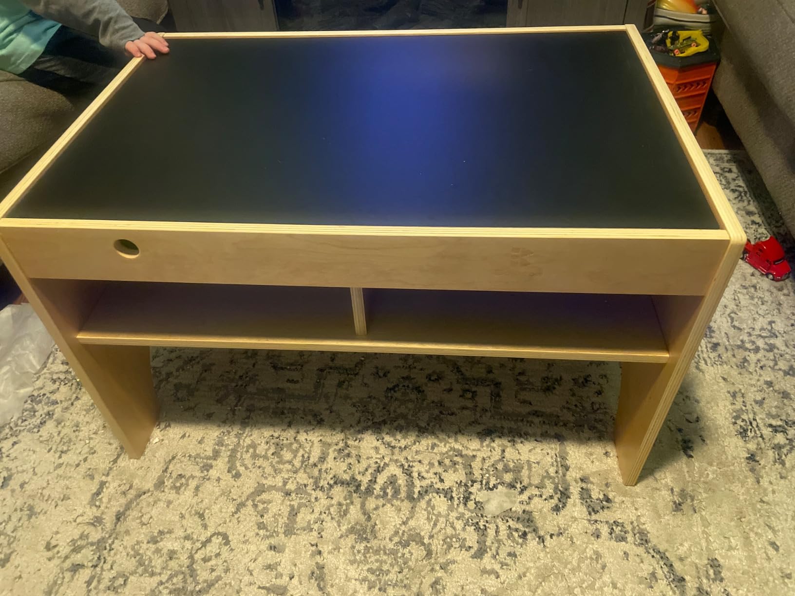 Kids Activity Table w/ 4-Compartment, Building Table for Boys&Girls | Toddler 3-in-1 Play Table Compatible with Major Blocks and Train Track Set customer photo 1