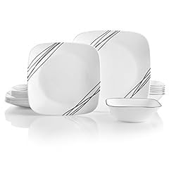 Corelle Vitrelle 18 Piece Glass Dinnerware Sets Rectangular Square Plate and Bowl Set Service for 6, Triple Layer Chip & Crack Resistant Glass Plate and Bowl Sets, Wandering Grove customer photo 1