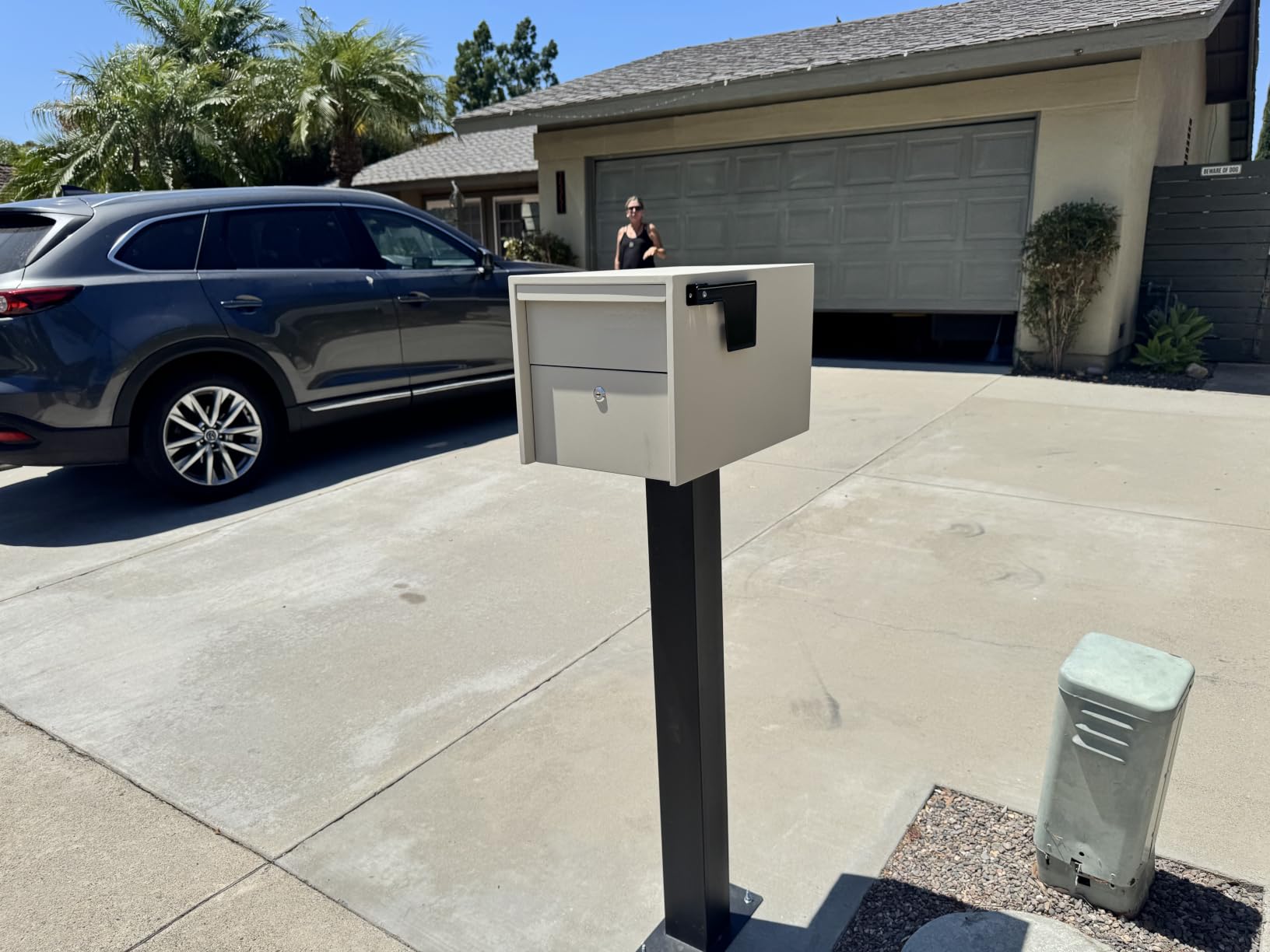 Adoorn Lockable Post Mount Mailboxes for Outside - Large Anti-Theft Locking Mailbox for Packages and Letters - Weatherproof Construction - Durable Steel - 15.5