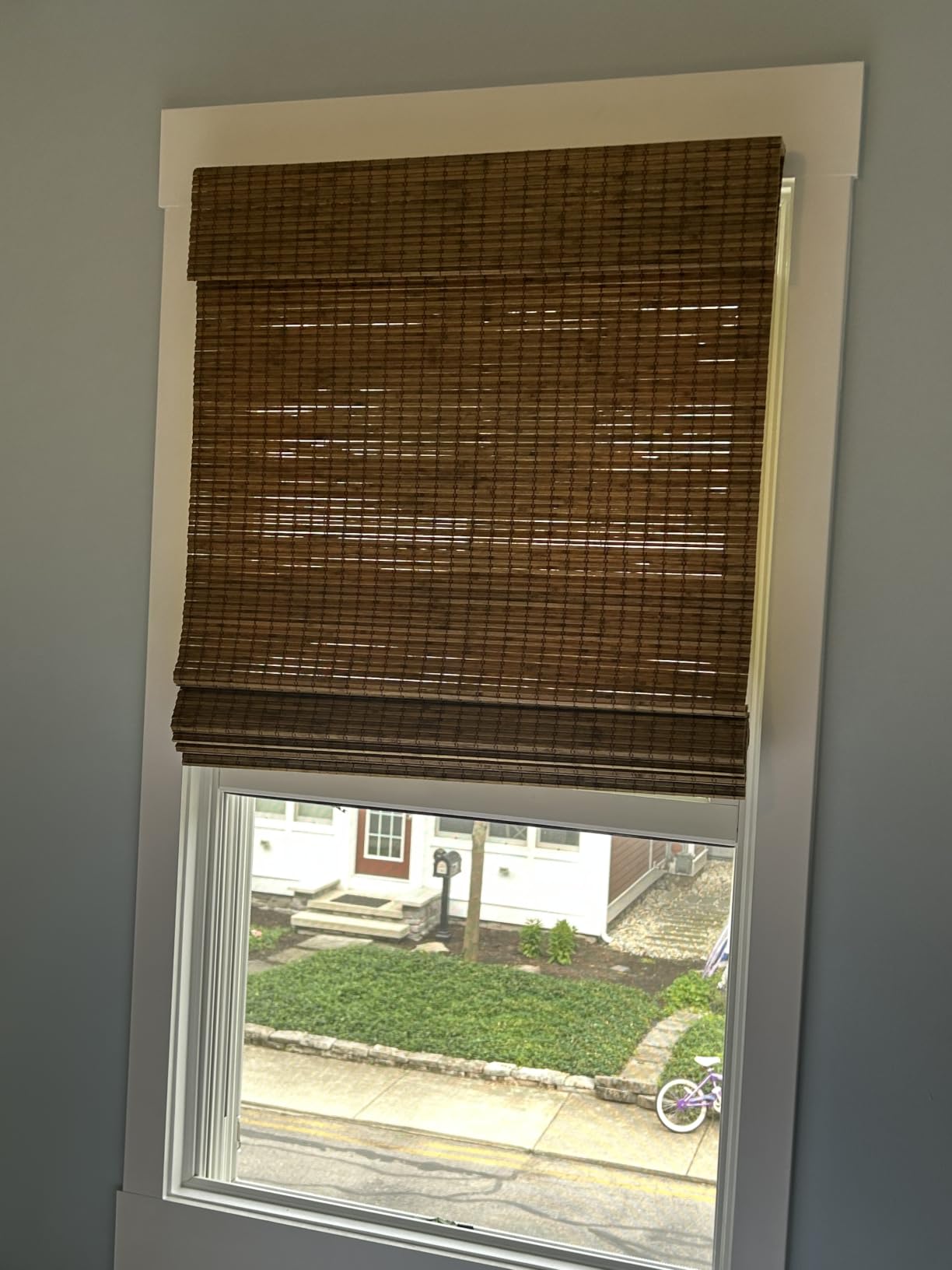 LazBlinds Cordless Bamboo Roman Shades, 22.5x48, Highfield Teak | Privacy Blinds for Interior Windows, Room Darkening Roll Up Bamboo Blinds for Home & Patio customer photo 1