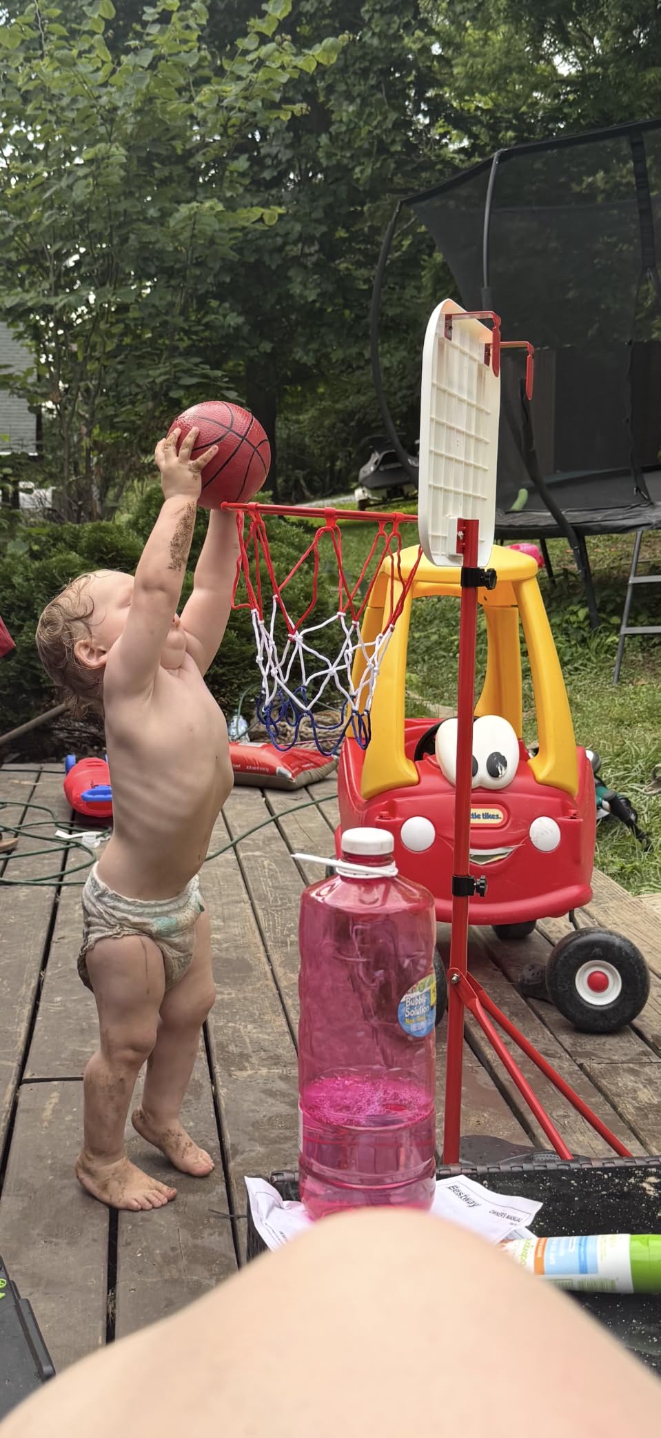 HopeRock 2 in 1 Kids Basketball Hoop and T Ball Set, Adjustable Basket Ball Stand,Hanging Tee Baseball for Toddlers Boys Girls Ages 2 3 4 5 6 7 8 Years Old, Outdoor Toys Gifts customer photo 1