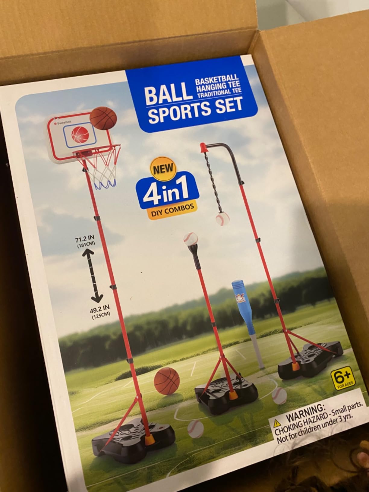 HopeRock 2 in 1 Kids Basketball Hoop and T Ball Set, Adjustable Basket Ball Stand,Hanging Tee Baseball for Toddlers Boys Girls Ages 2 3 4 5 6 7 8 Years Old, Outdoor Toys Gifts customer photo 2