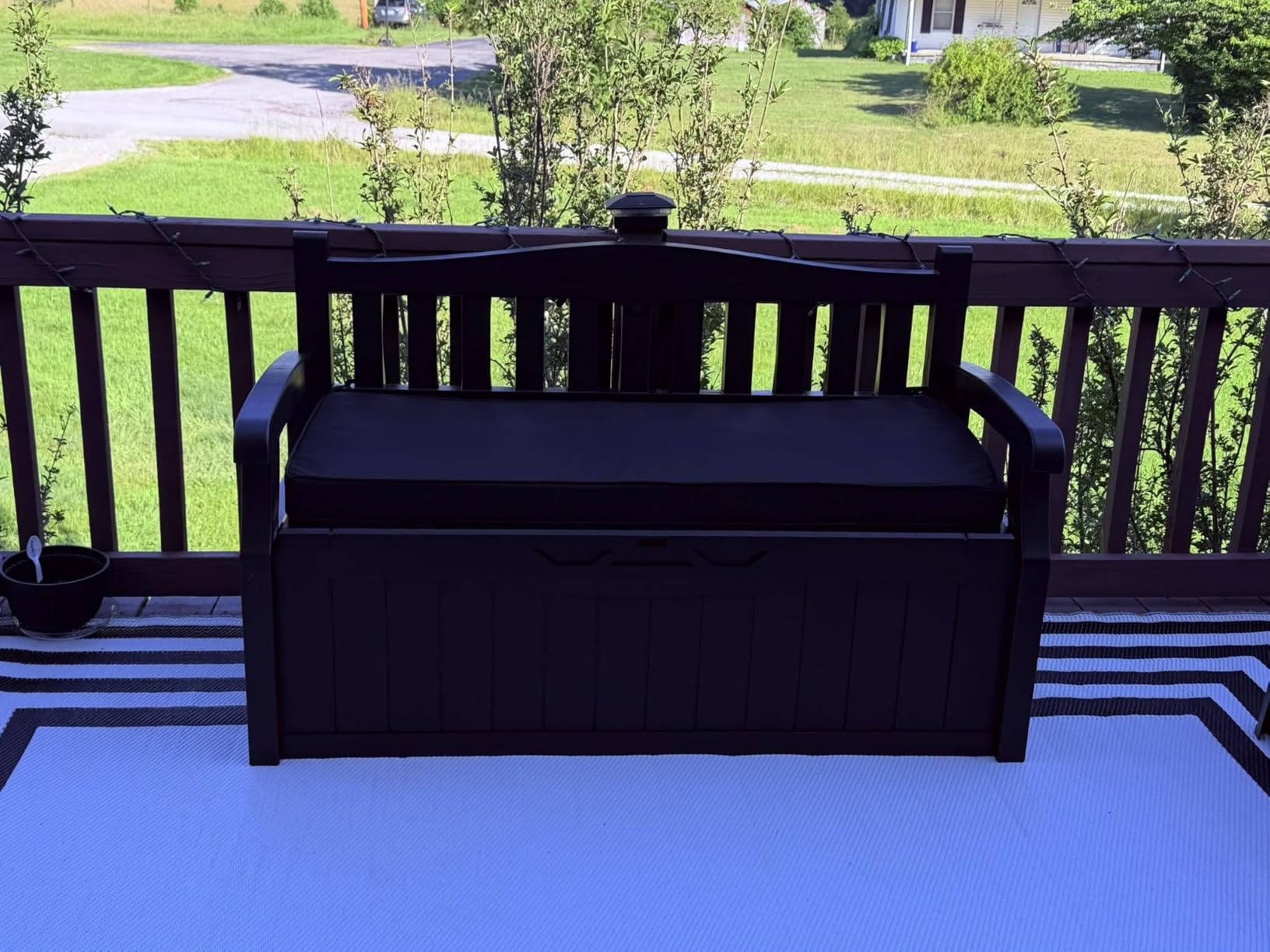 Devoko 80 Gallon Storage Bench Deck Box Lockable for Patio Furniture, Garden Decor and Outdoor Seating for Cushions, Garden Tools and Pool Supplies (Black) customer photo 1
