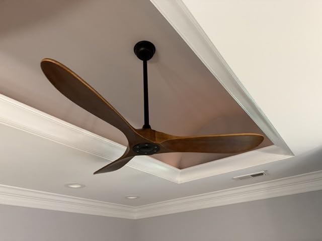 52 Inch Outdoor Ceiling Fans No Light, Solid Wood Ceiling Fan Without Light, Quiet High CFM BLDC Motor, Remote Control, 3 Blade Propeller Rustic, Damp Rated for Patio/Porch/Indoor, 6 Speeds, Dark Walnut customer photo 2