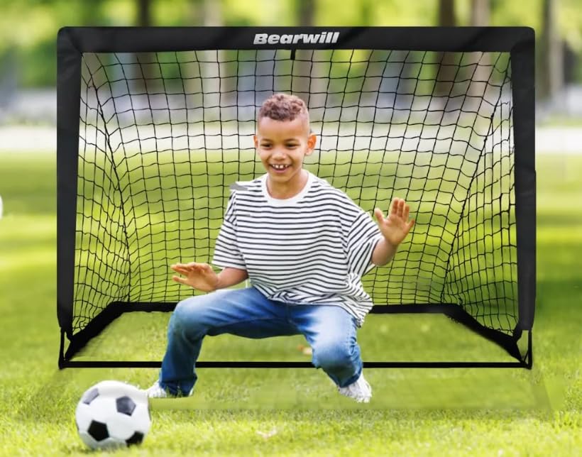 Bearwill Soccer Goal, Kids Soccer Goals for Backyard Set of 2, 4x3ft Portable Soccer Goal Pop Up Soccer Net, Kids Soccer Net Training Equipment with Soccer Ball, Ladder, Cones, Targets customer photo 1