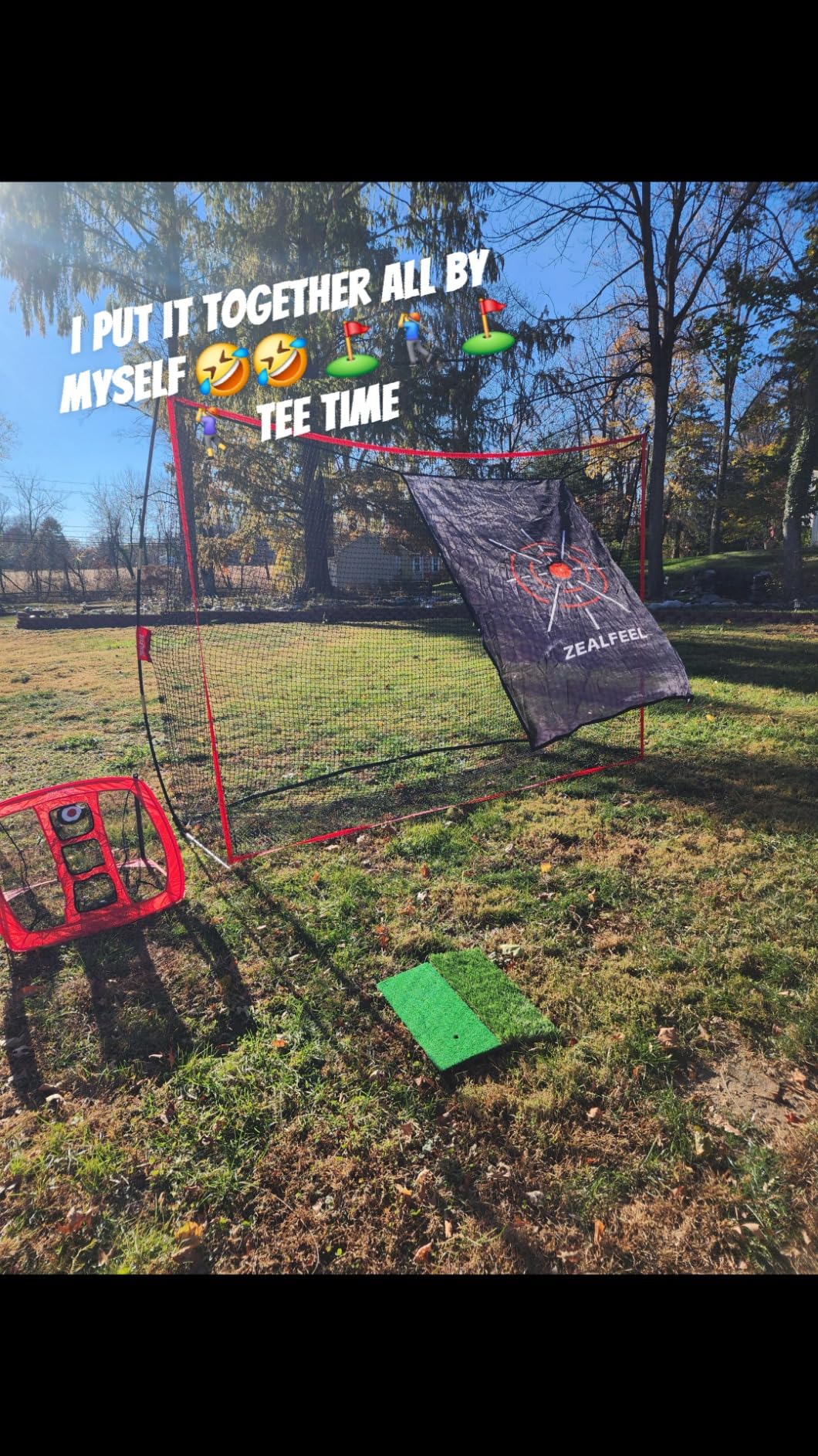 ZEALFEEL Golf Net, 10 x 7 ft Hitting Practice Set with Chipping Net | Foldable Mat, Silk Target, 8 Tees, 6 Balls, Carry Bag, For Backyard Driving, Chipping and Indoor or Outdoor Practice customer photo 1