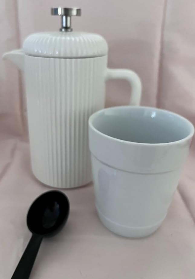 Easyworkz Porcelain French Press 22 fl oz, Coffee Tea Maker with Stainless Steel Plunger, Ivory customer photo 2