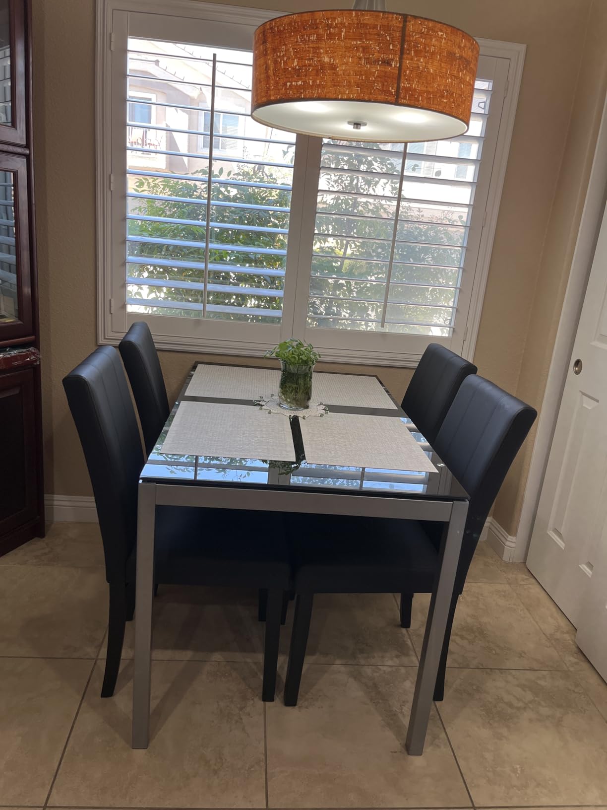CHUN YI Dining Chairs Set of 4, Faux Leather Dining Room Chairs, Upholstered Modern Kitchen Parsons Chairs for Dining Room with Sturdy Wood Legs, Black (Only Chair) customer photo 1