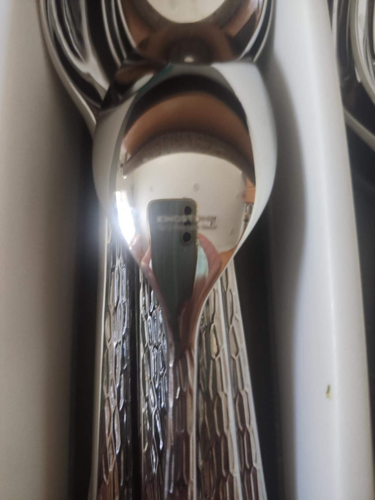 KINGSTONE Hammered Silverware Set, Flatware Set with Serving Utensils, 18/10 Stainless Steel Premium Cutlery with Unique Ripple Handles Design Mirror Polished - Dishwasher Safe (65-Piece) customer photo 2