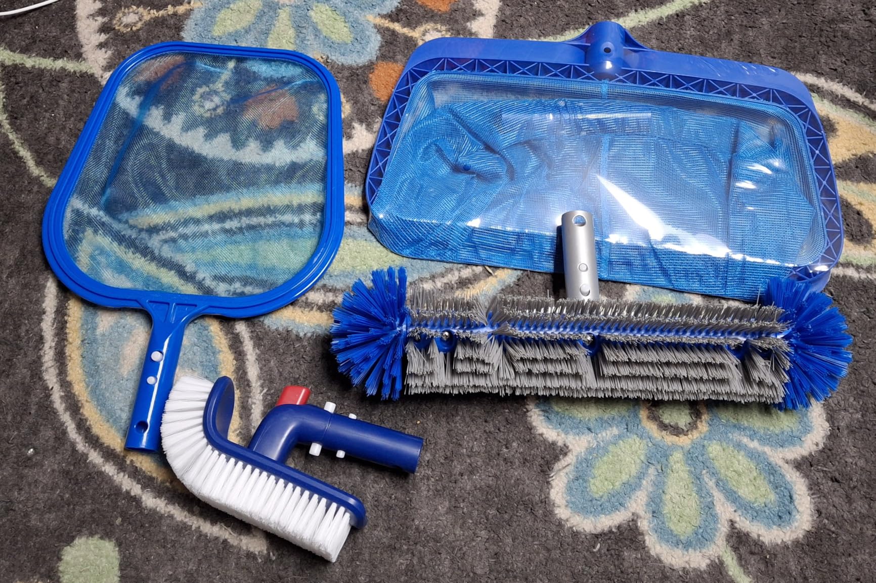 4pcs Pool Cleaning Kit Heavy Duty Skimmer, Rake, Brushes | Heavy-Duty Pool Cleaning Kit Includes Skimmer Net, Deep Bag Rake & Wall Brushes for Above & Inground Pools customer photo 1