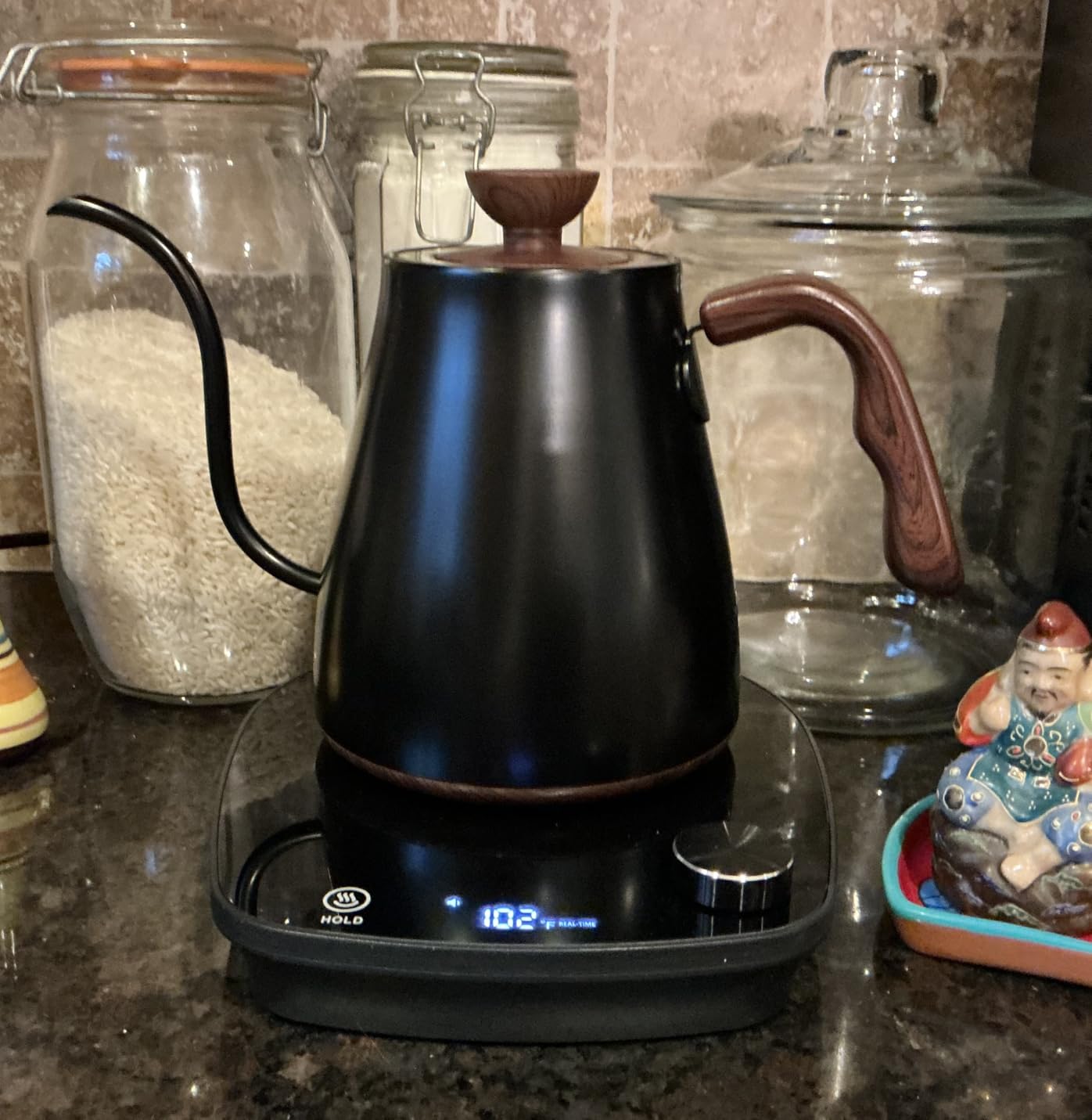 Gooseneck Electric Kettle, Intelligent Temperature Control, Stainless Steel Inner, Quick Heating, for Pour Over Coffee, Brew Tea, Boil Hot Water, 1000W 0.9L Black customer photo 2
