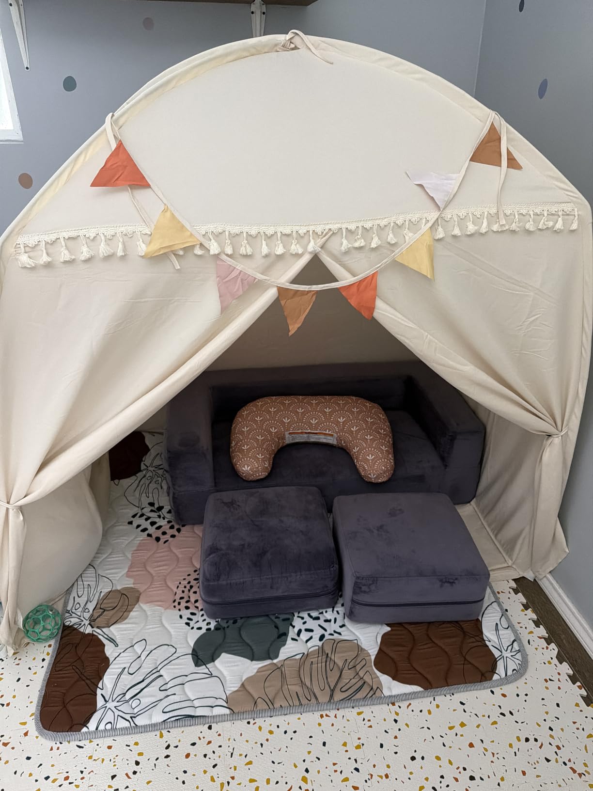 Sumbababy Large Teepee Tent for Kids - Tent for Kids Indoor Kids Teepee for Boys & Girls - Playhouse Inside Canopy Bed for Playroom Gift Toys (Cream) customer photo 1