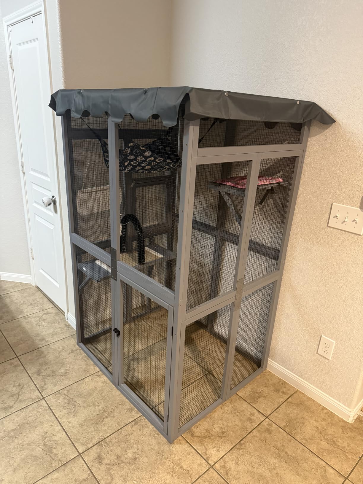 Catio Outdoor Cat Enclosure - Premium Wooden Cat Catio with Window Access & Breathable Mesh, Weatherproof Kitty House for Patio/Backyard/Indoor (Gray) customer photo 2