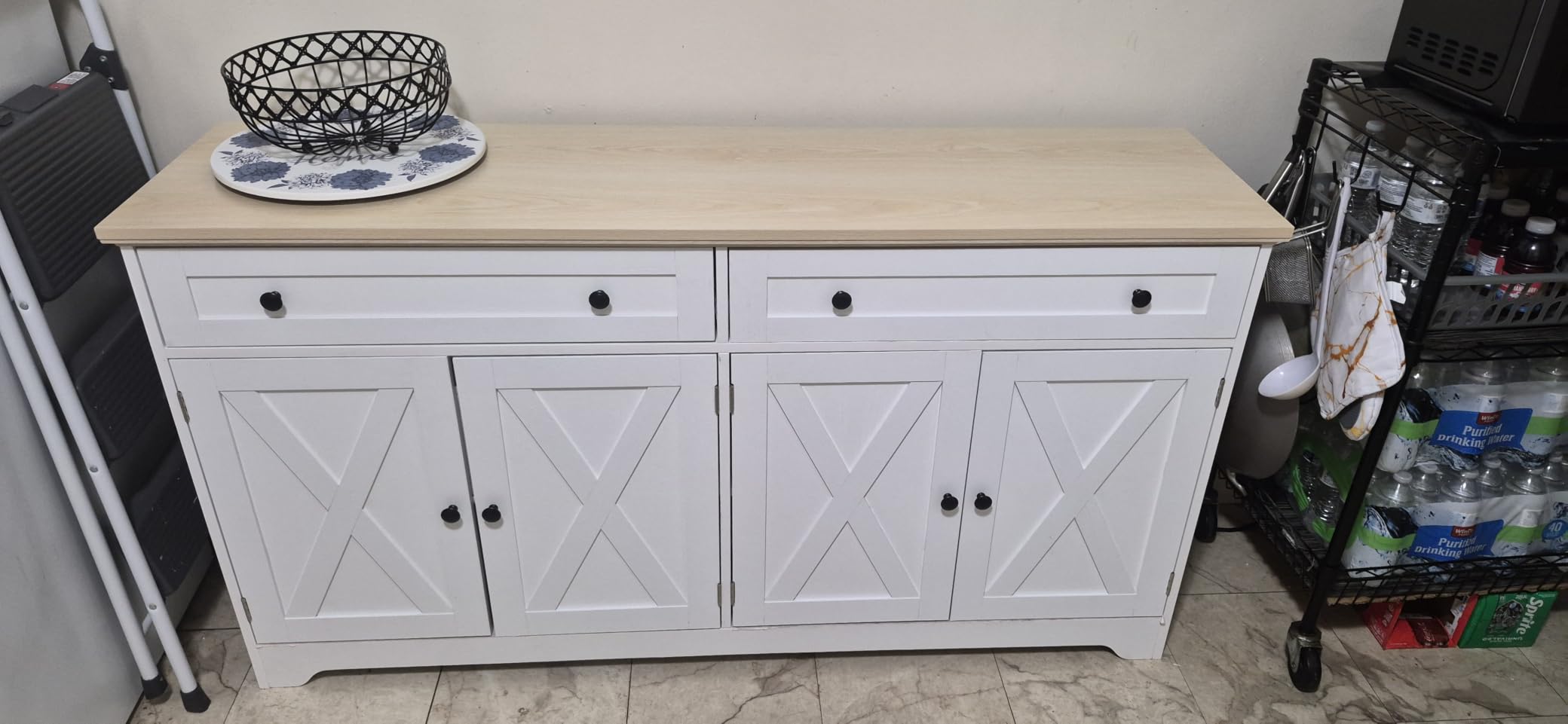 IRONCK Buffet Cabinet with Storage, Sideboard Cabinet with Drawers & Doors | 2 Drawers, 4 Doors and 2 Adjustable Shelves, 59inch Wide, FSC-certified Wood, Anti-tip Device, Charcoal Grey and Beige Maple customer photo 2
