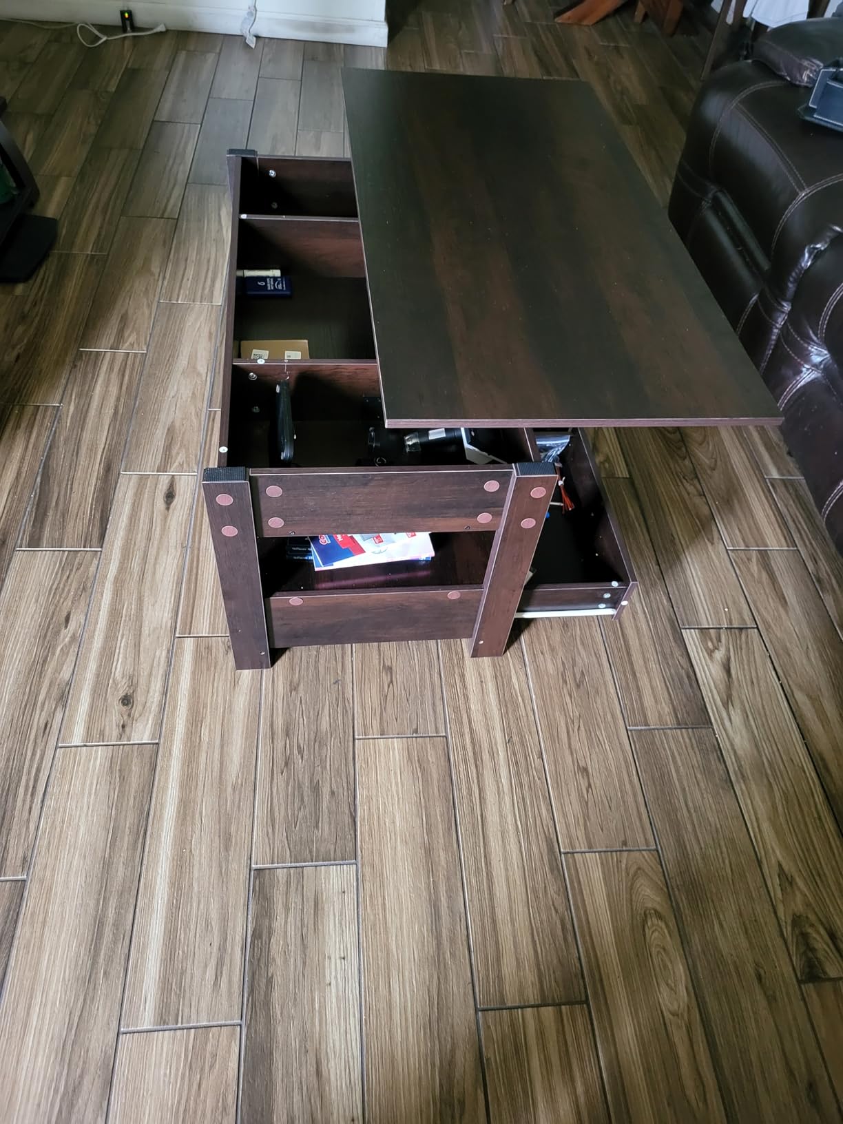 WLIVE Coffee Table, Lift Top Coffee Table with 2 Drawers, Large Storage and Open Shelf, Lift Tabletop for Living Room, Black customer photo 1
