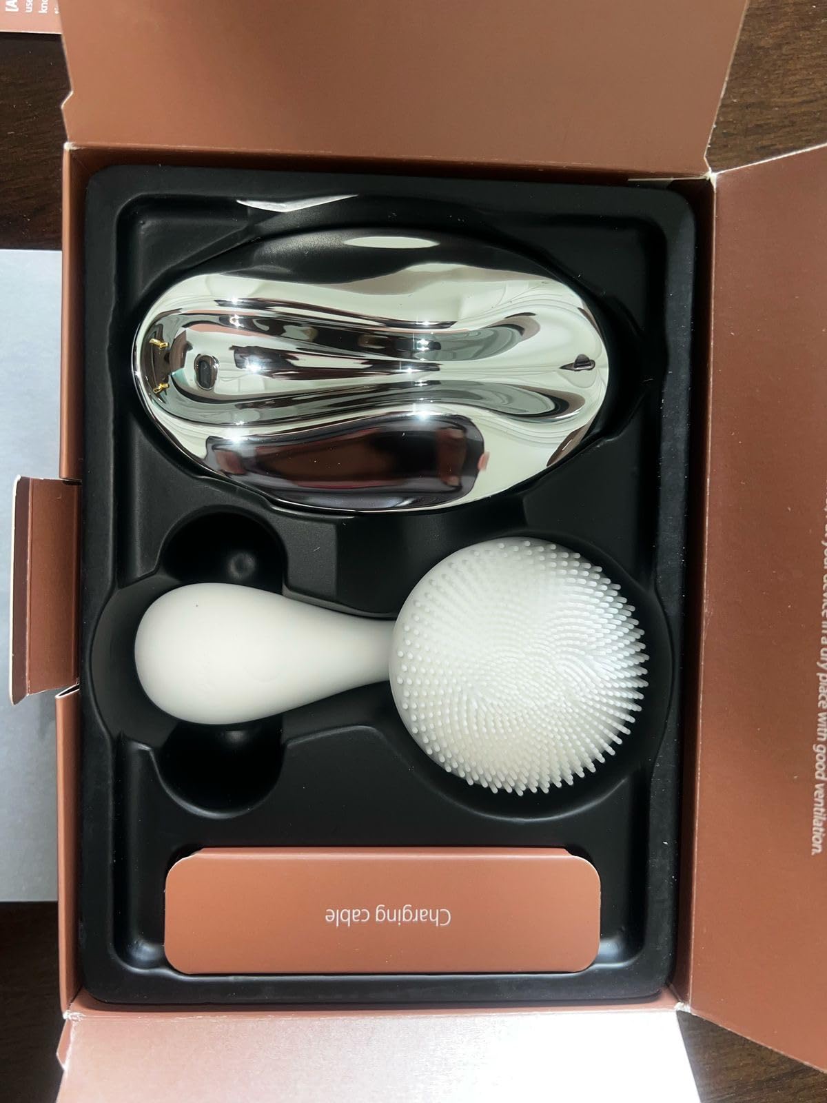 Ccigedy Face Scrubber, Electric Facial Cleansing Brush (Black) | 4 LED Light, 5 Vibration Levels, Warming Function, Soft Silicone Exfoliation, Removes Oil Makeup Residue, Waterproof Design customer photo 2