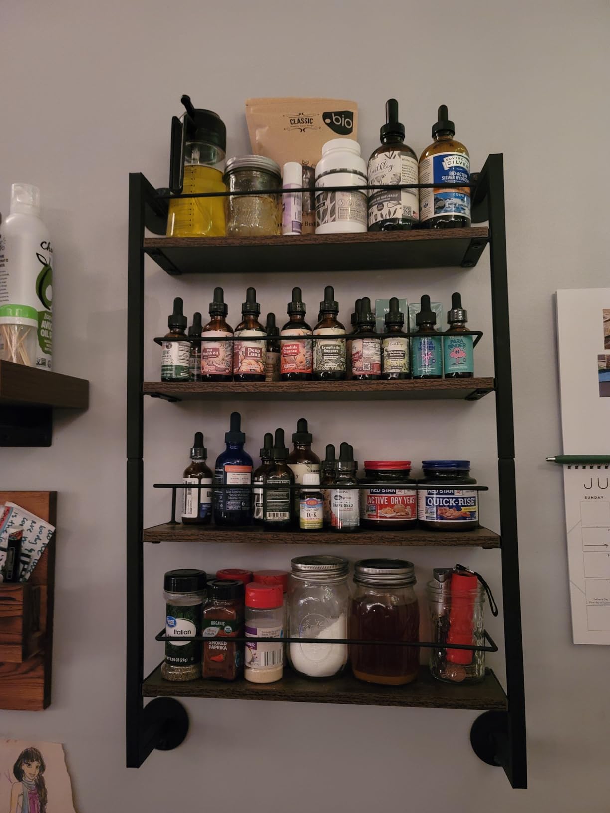 IBUYKE 4 Tier Spice Rack Wall Mount for Kitchen, Black TLJ016B | Hanging Seasoning Organizer, Large Spice Rack for Wall Spice Organization for Kitchen Cabinet Bathroom Pantry Living Room customer photo 1