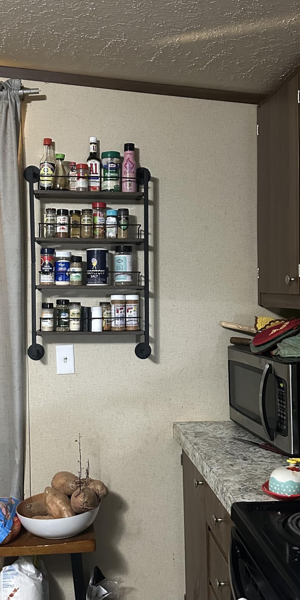 IBUYKE 4 Tier Spice Rack Wall Mount for Kitchen, Black TLJ016B | Hanging Seasoning Organizer, Large Spice Rack for Wall Spice Organization for Kitchen Cabinet Bathroom Pantry Living Room customer photo 2