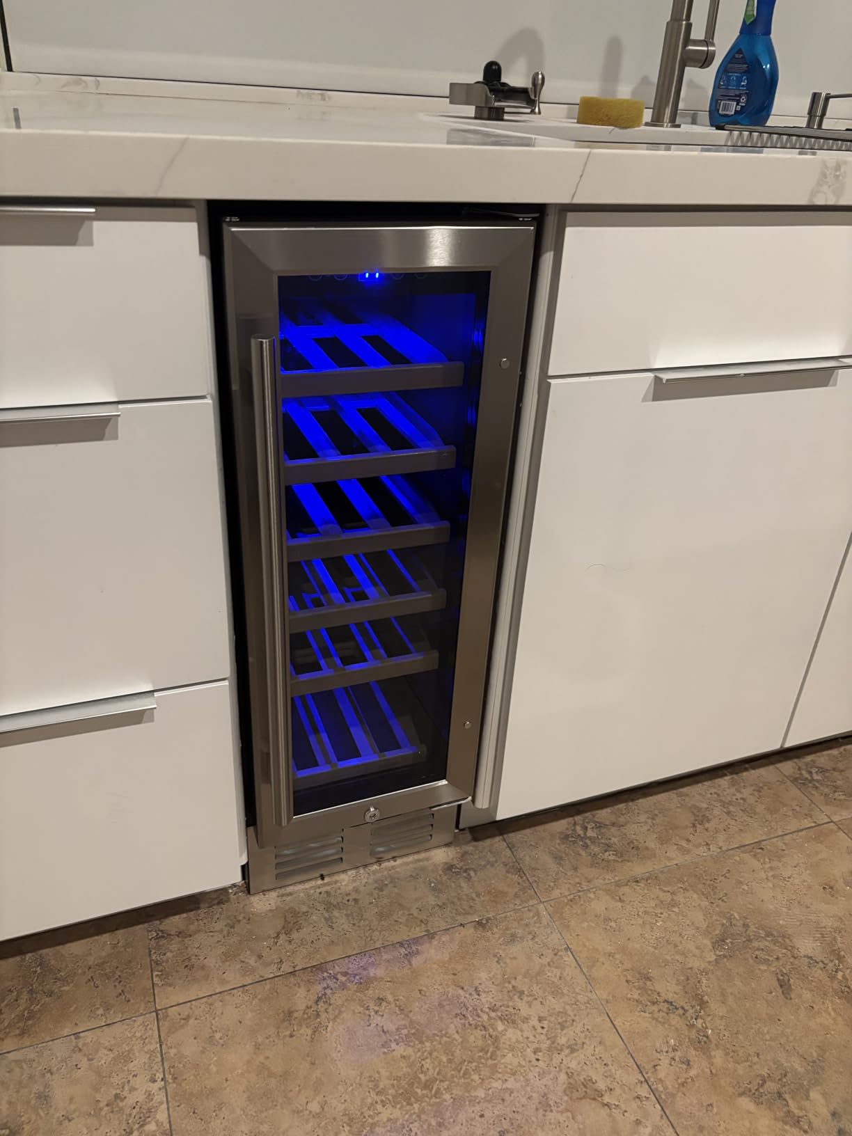 EUHOMY 12 Inch Wine Cooler Refrigerator, Wine Fridge 18 Bottles, Built-in or Freestanding with Double-Layer Tempered Glass Door, Mini Fridge with Quiet and Temperature Memory Function customer photo 1