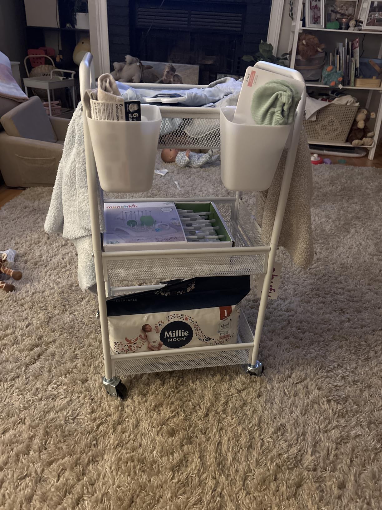 3 Tier Metal Rolling Cart, Black Utility Storage Cart with Wheels customer photo 2