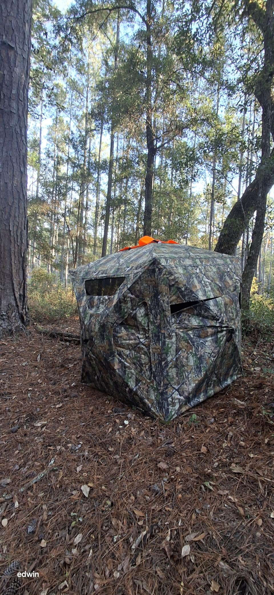 TIDEWE Hunting Blind 270° Full See Through with Windproof Curtain, Silent Magnetic Door & Sliding Windows, Pop Up Ground Blind with Carrying Bag, 300D Portable Tent customer photo 1