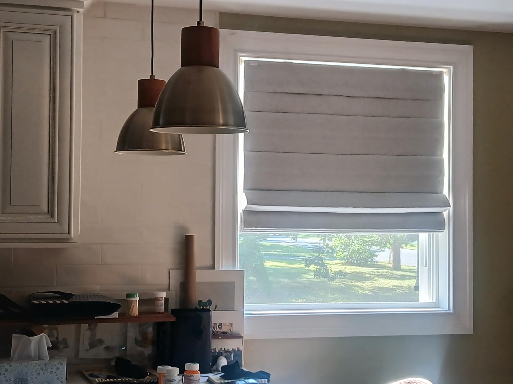 LazBlinds No Drill Roman Shades, Blackout, 34