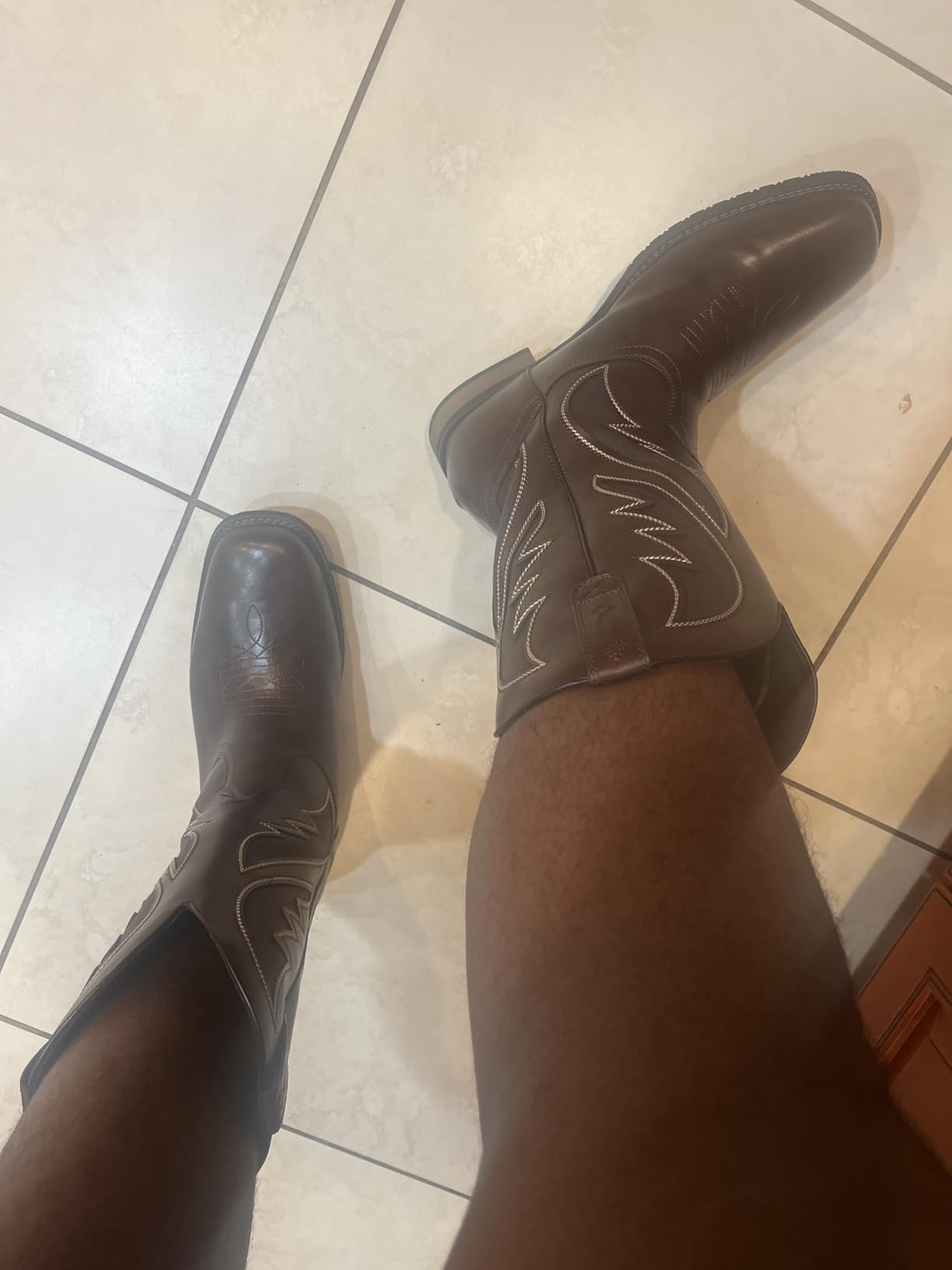 Men's Durable Cowboy Classic Slip on Western Boots with Chic Embroidered Durable Short Fashionable Western Boots customer photo 2